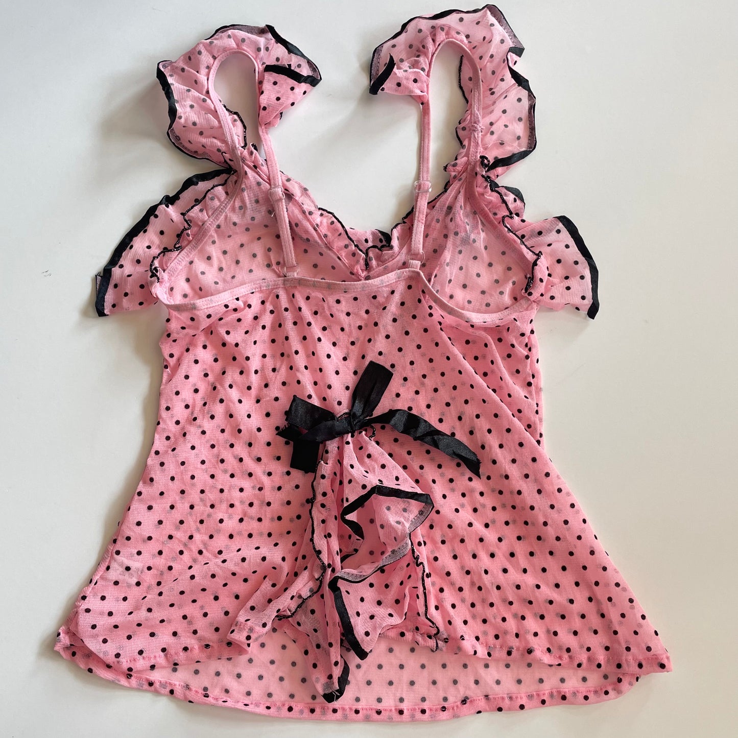 2000s pink polka dot cami