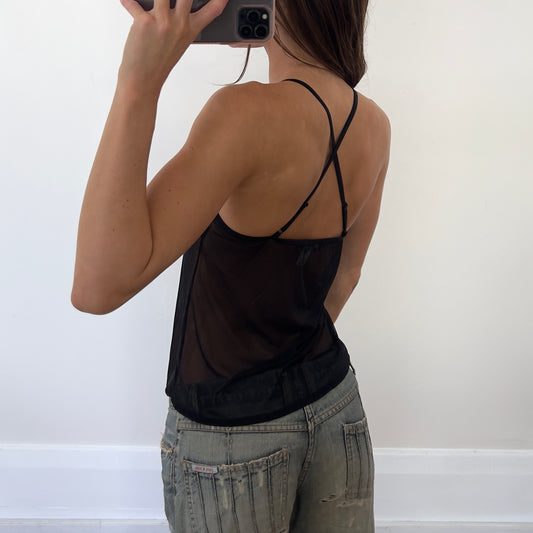 black mesh leopard cami