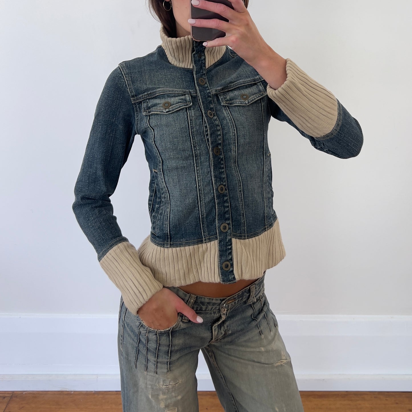 denim/knit GRAB jacket