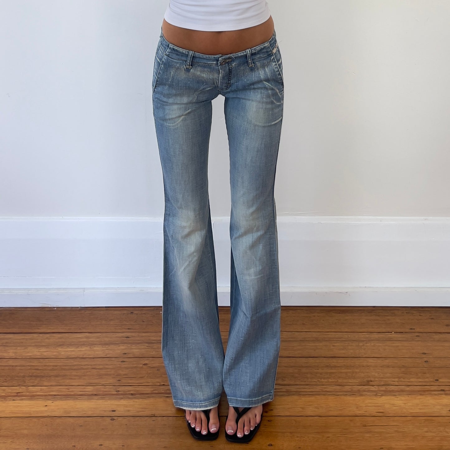 low rise flared jeans