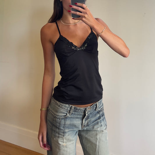 black sequin trim cami