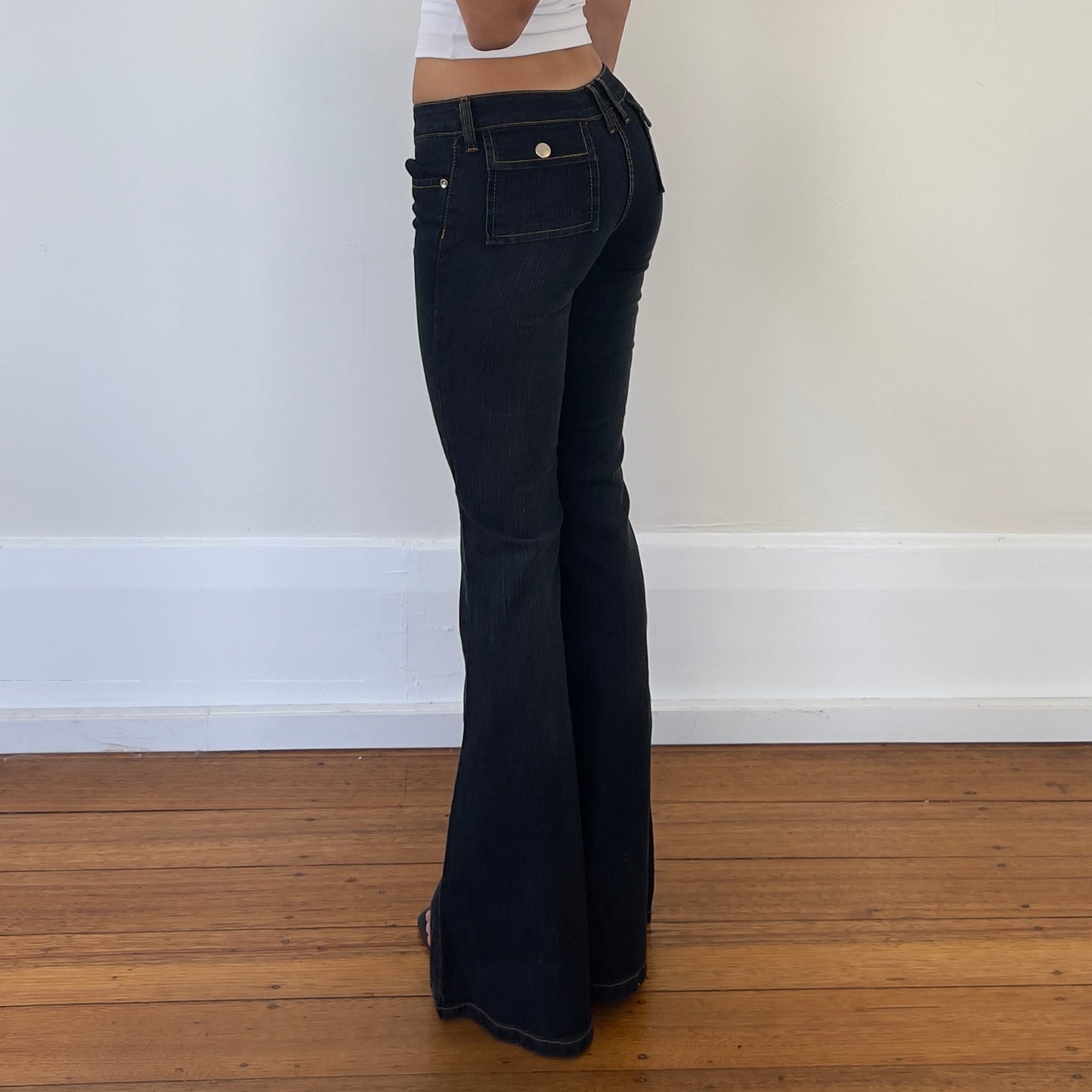 low rise flared Face Off jeans