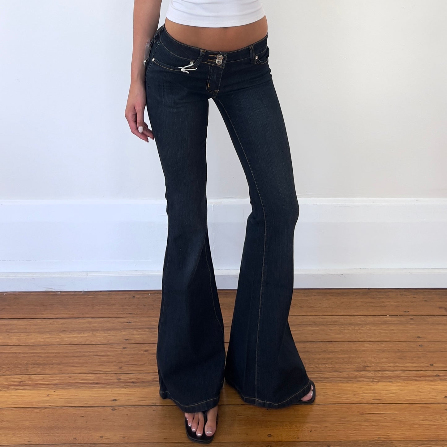 low rise flared Face Off jeans