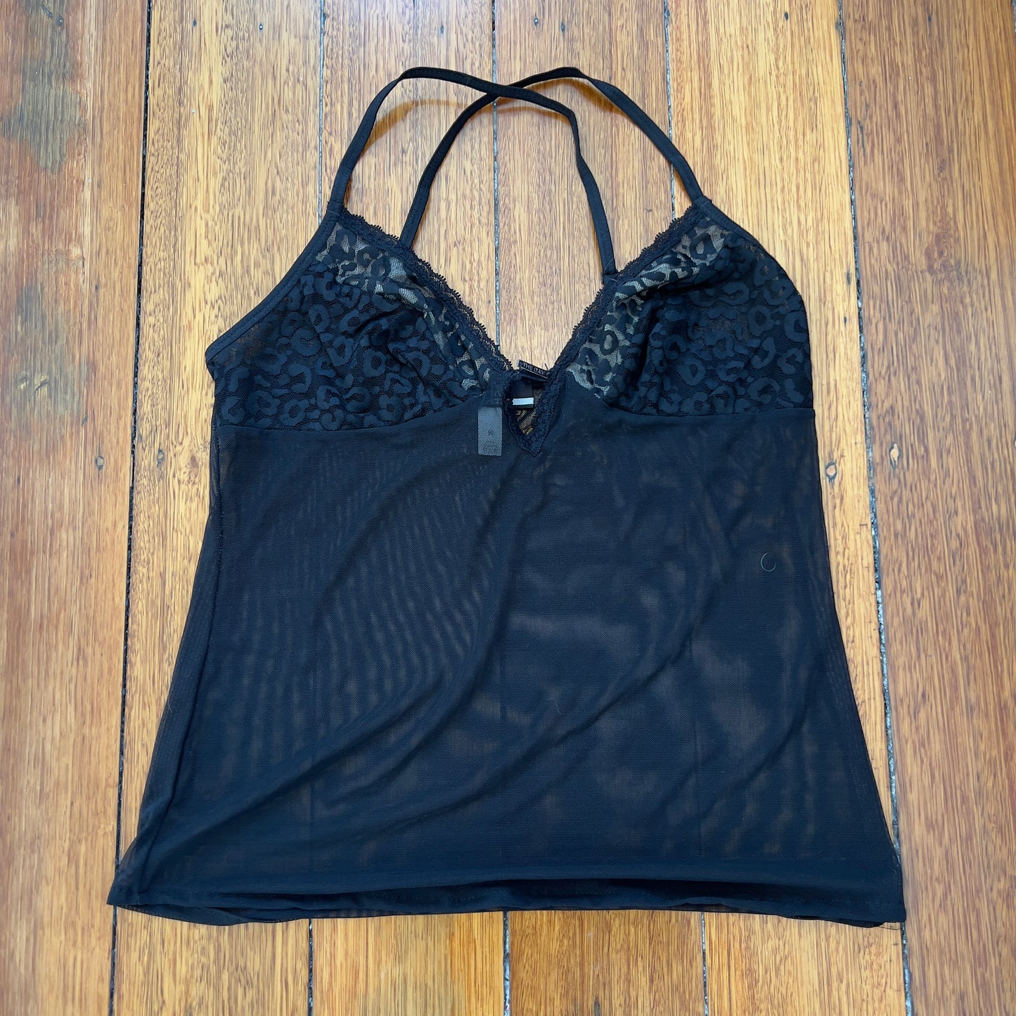 black mesh leopard cami