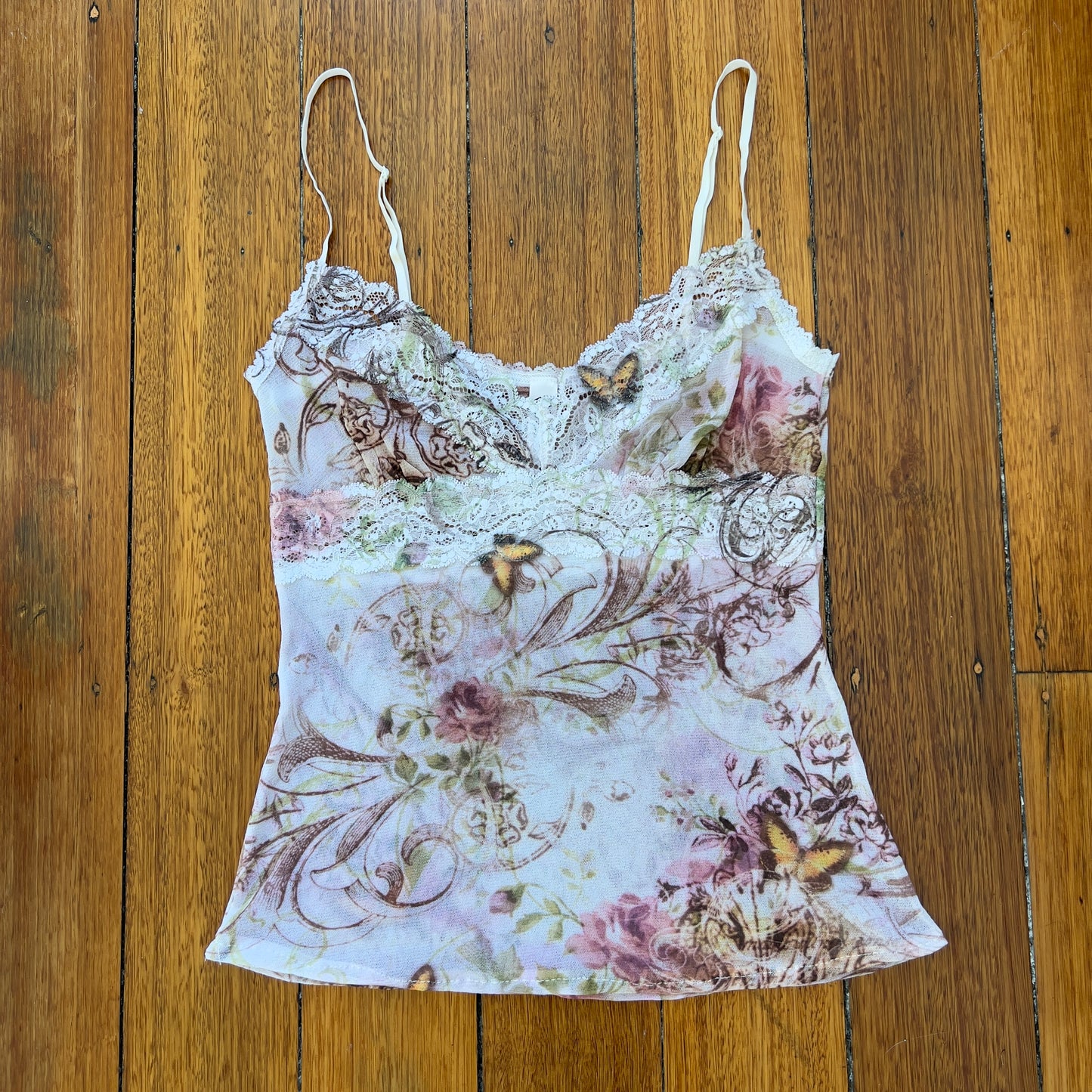 mesh lace graphic cami