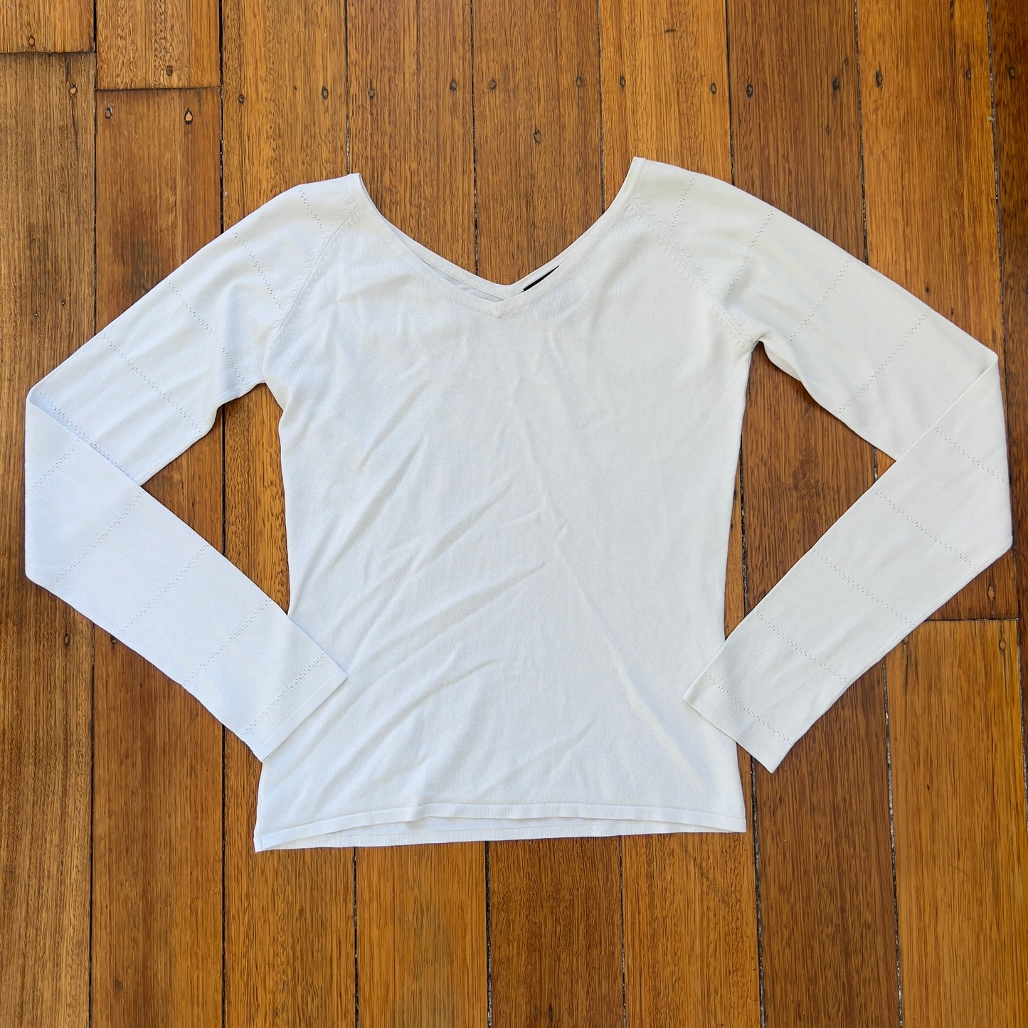 white wide neck long sleeve