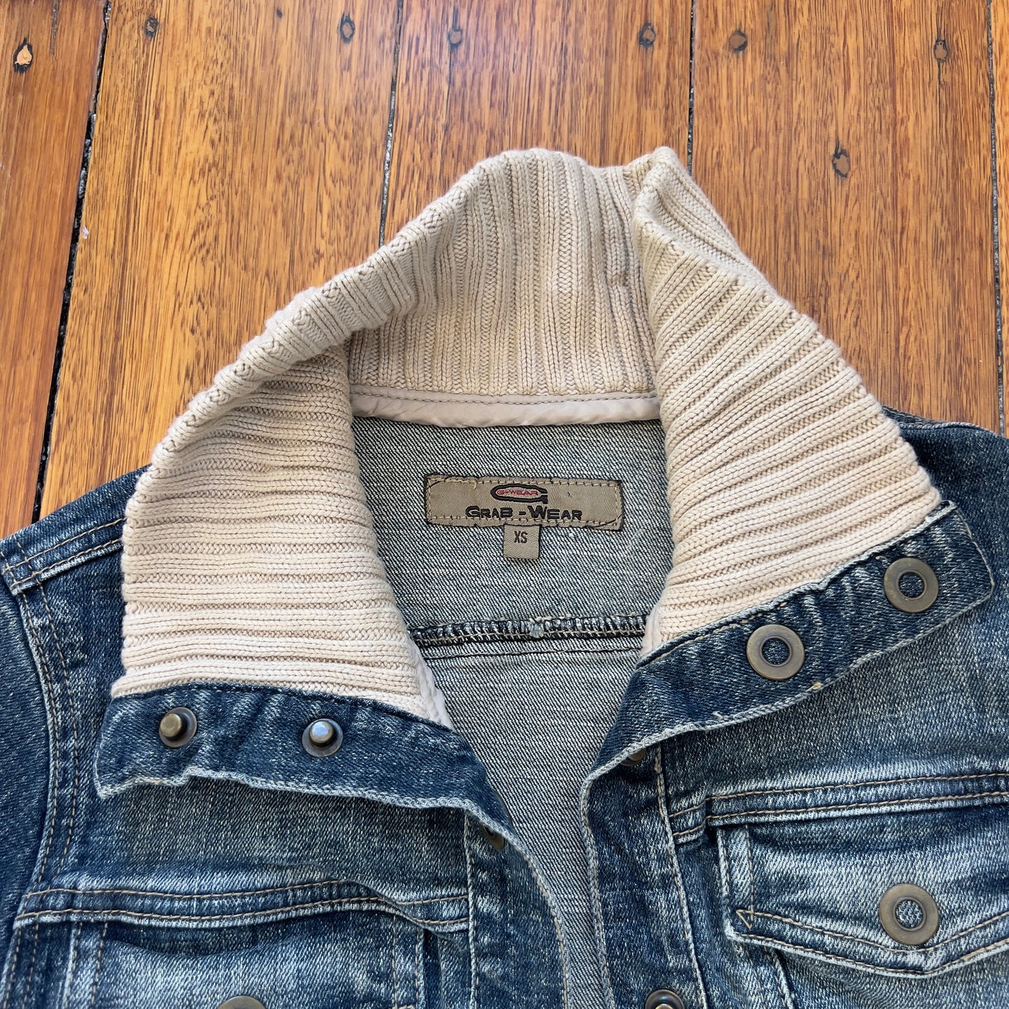 denim/knit GRAB jacket
