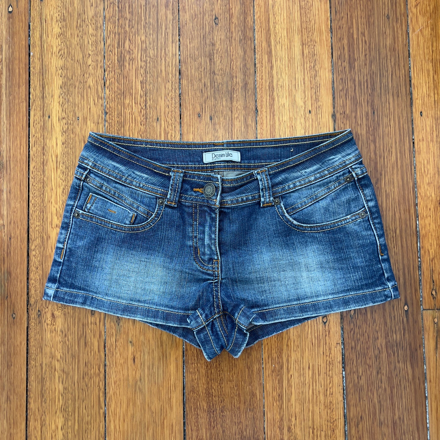 denim mini shorts