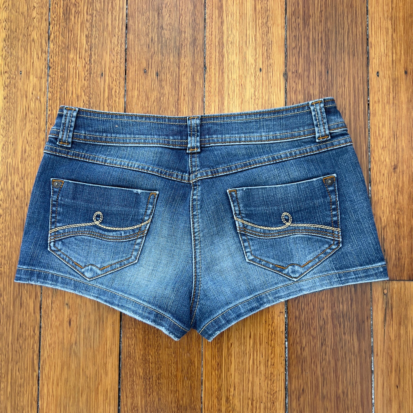denim mini shorts
