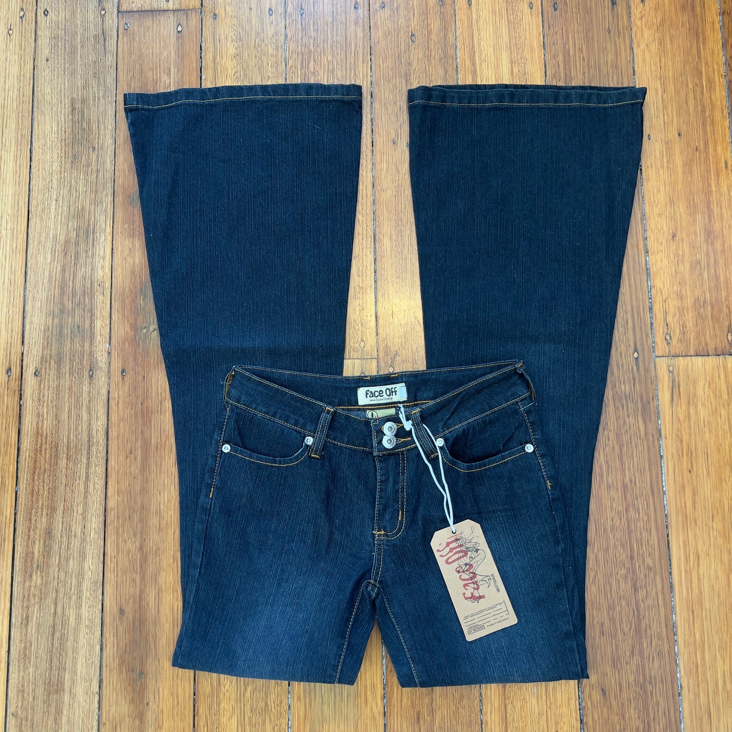 low rise flared Face Off jeans