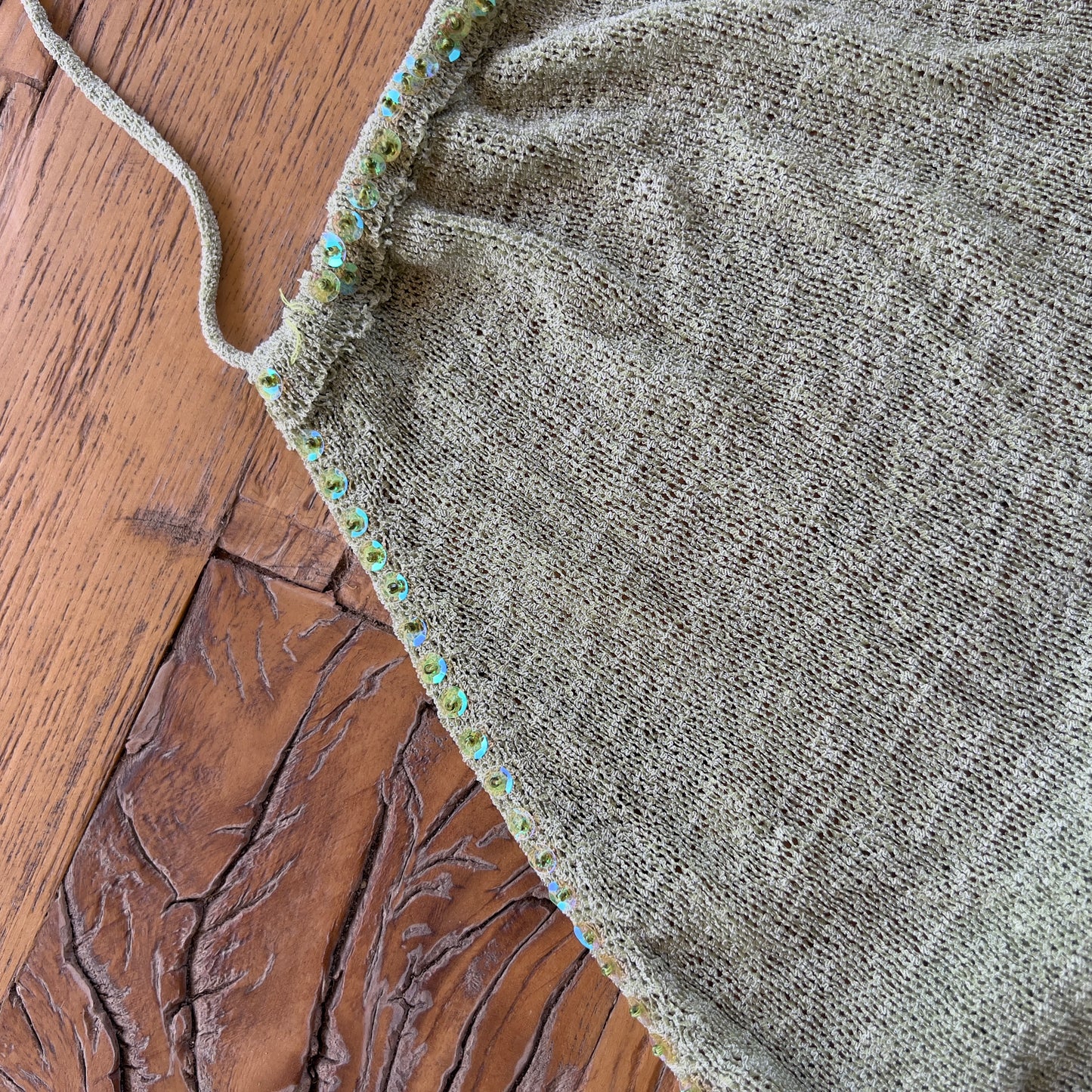 green knit halter top