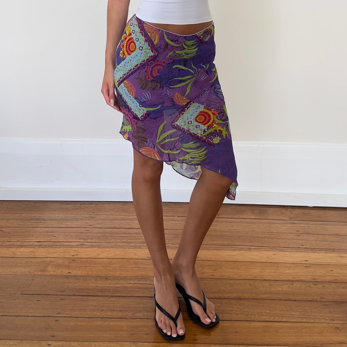 graphic asymmetrical midi skirt