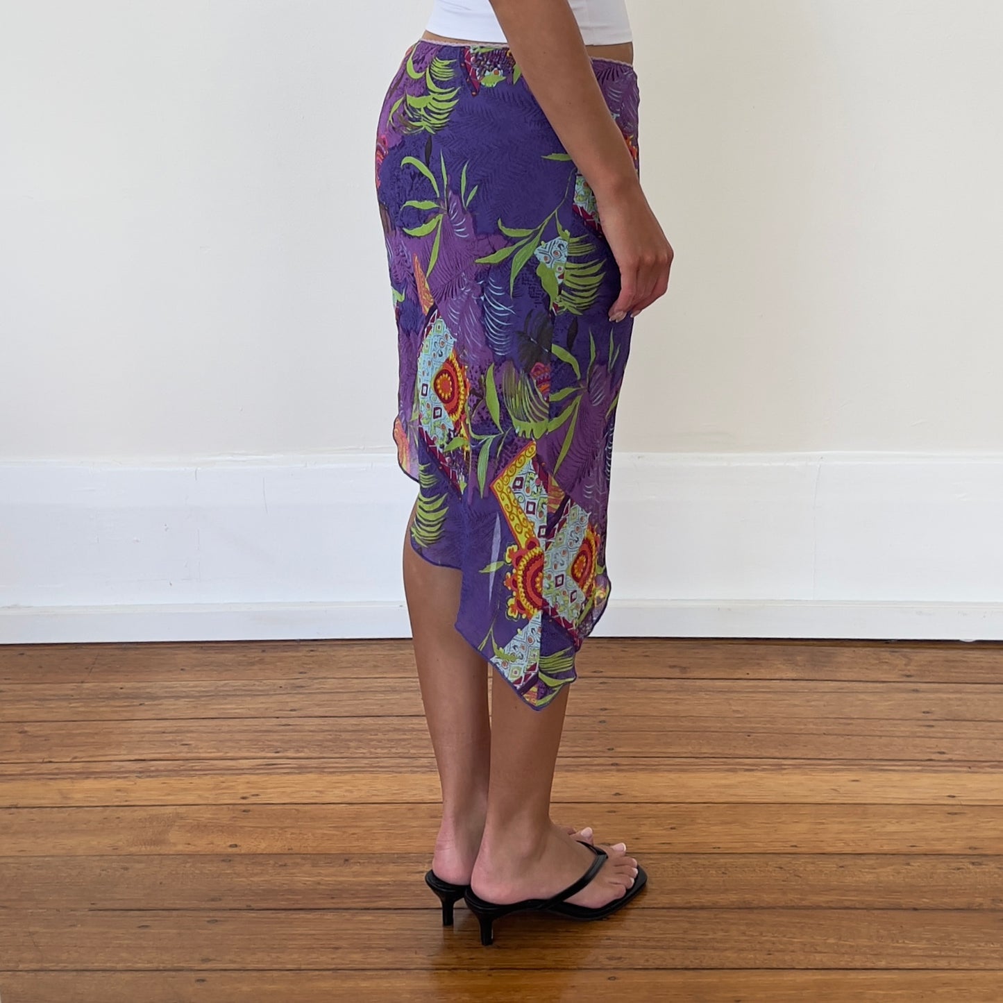graphic asymmetrical midi skirt
