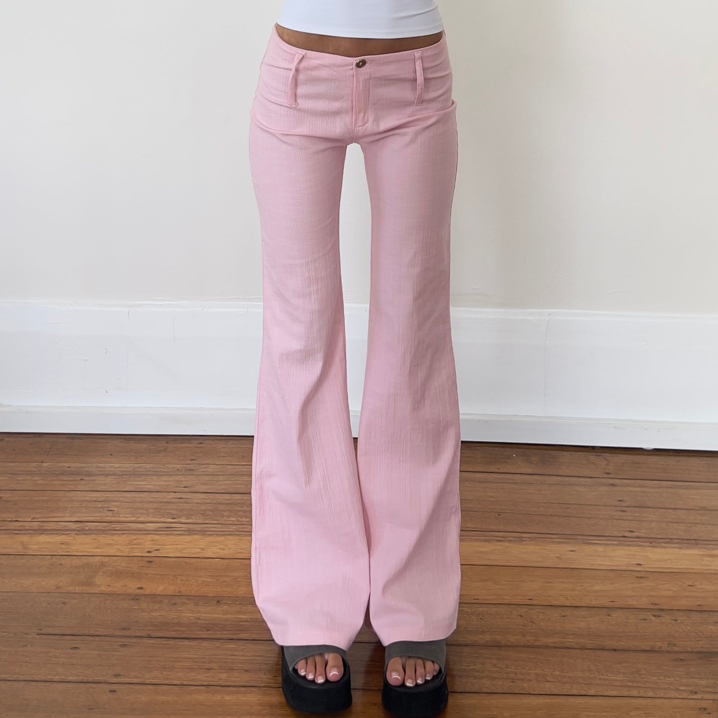 pink flared pants