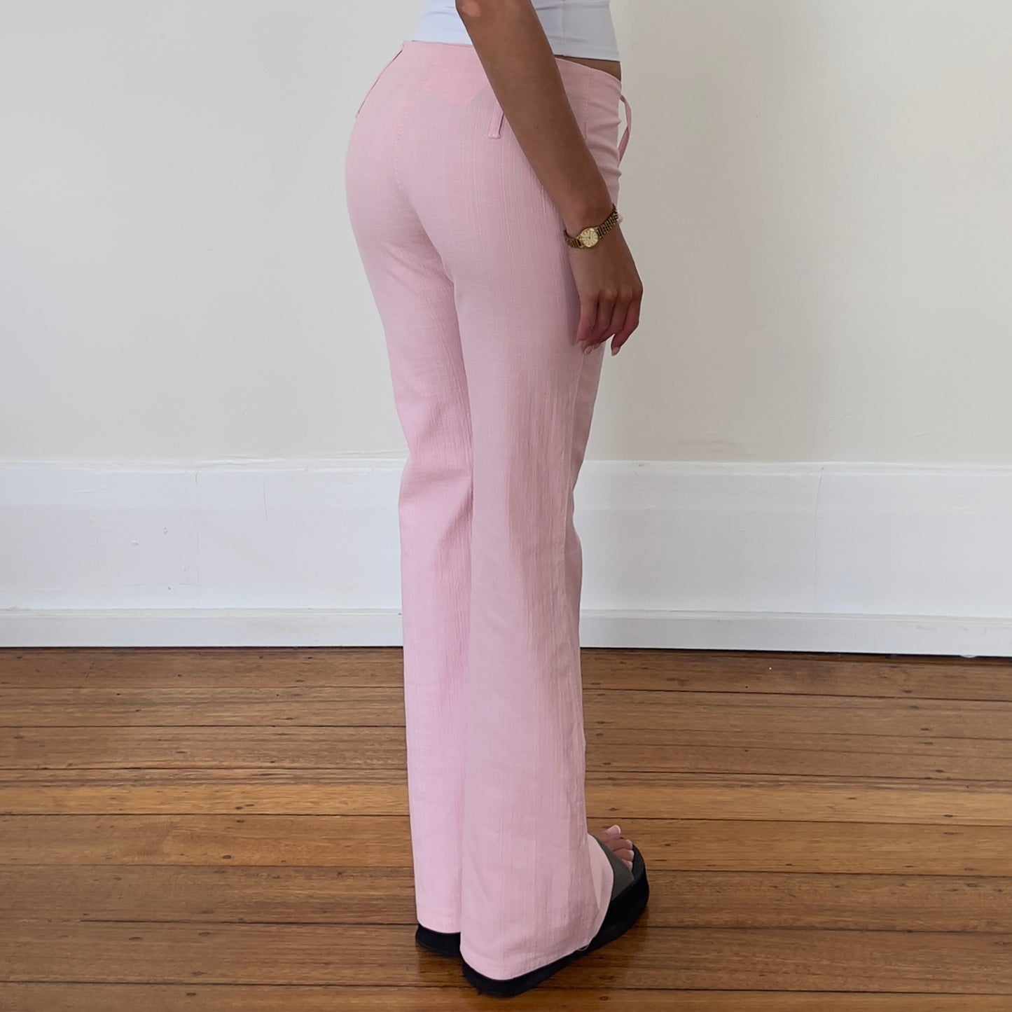 pink flared pants