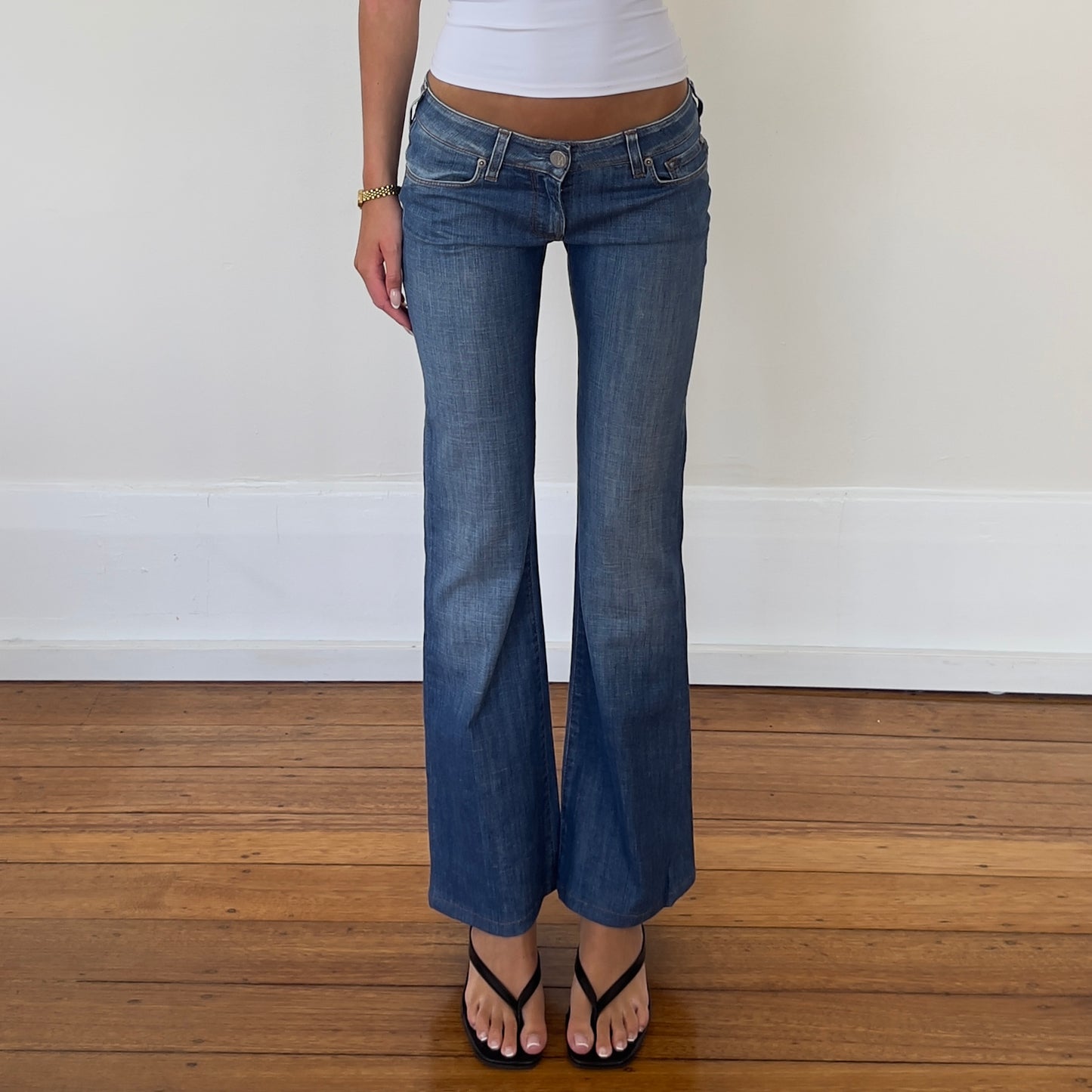low rise flared jeans