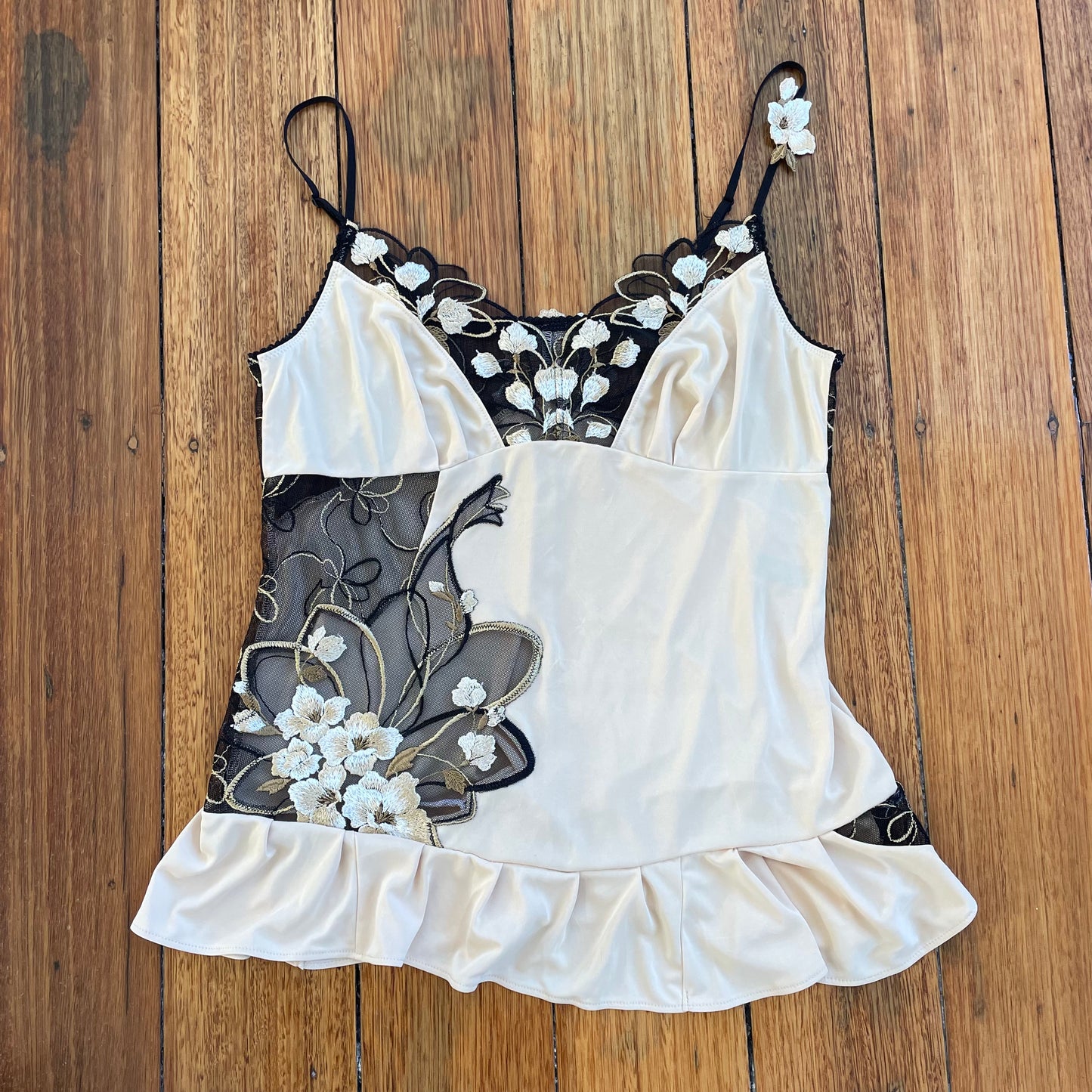 floral mesh lace cami