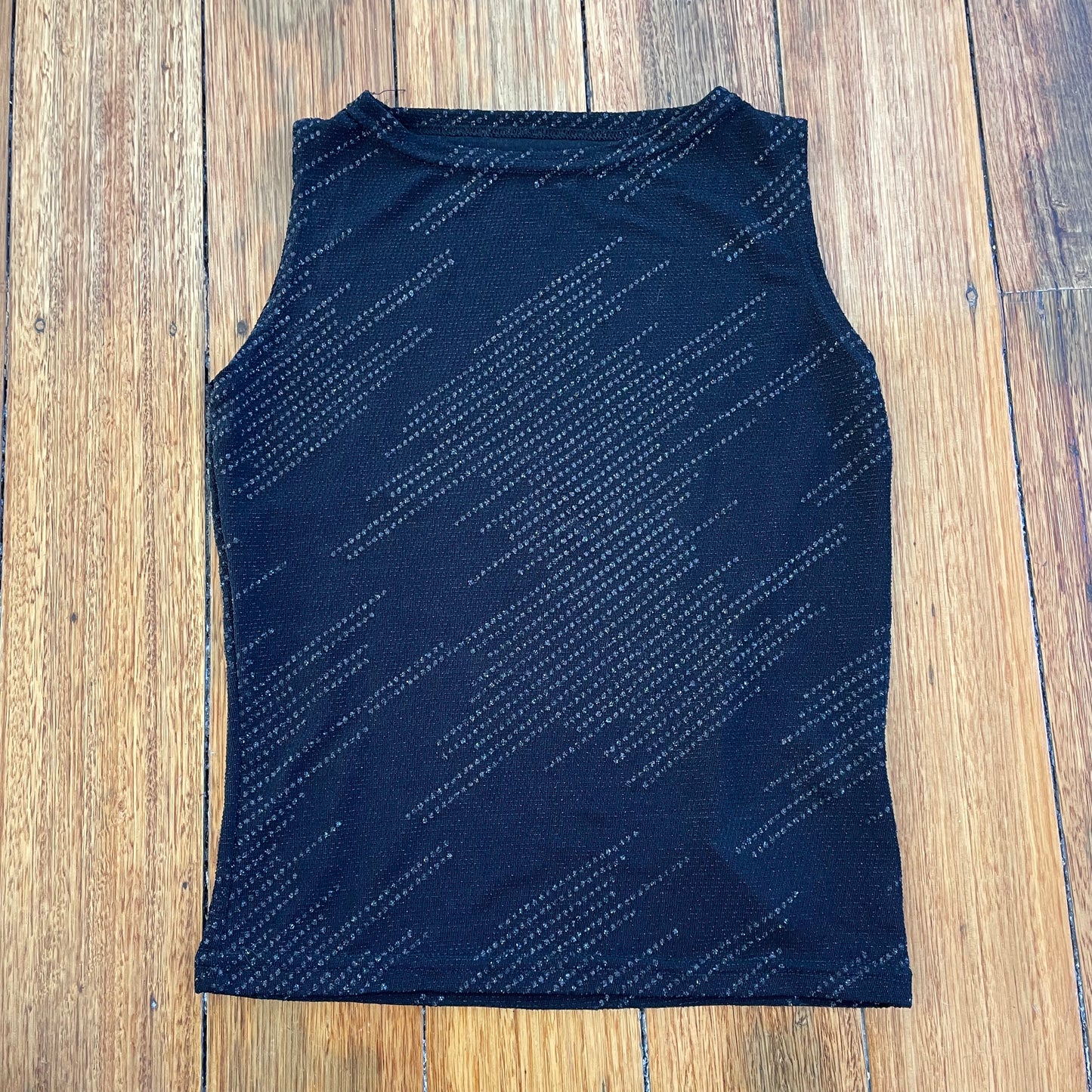 black sparkle boat neck tank