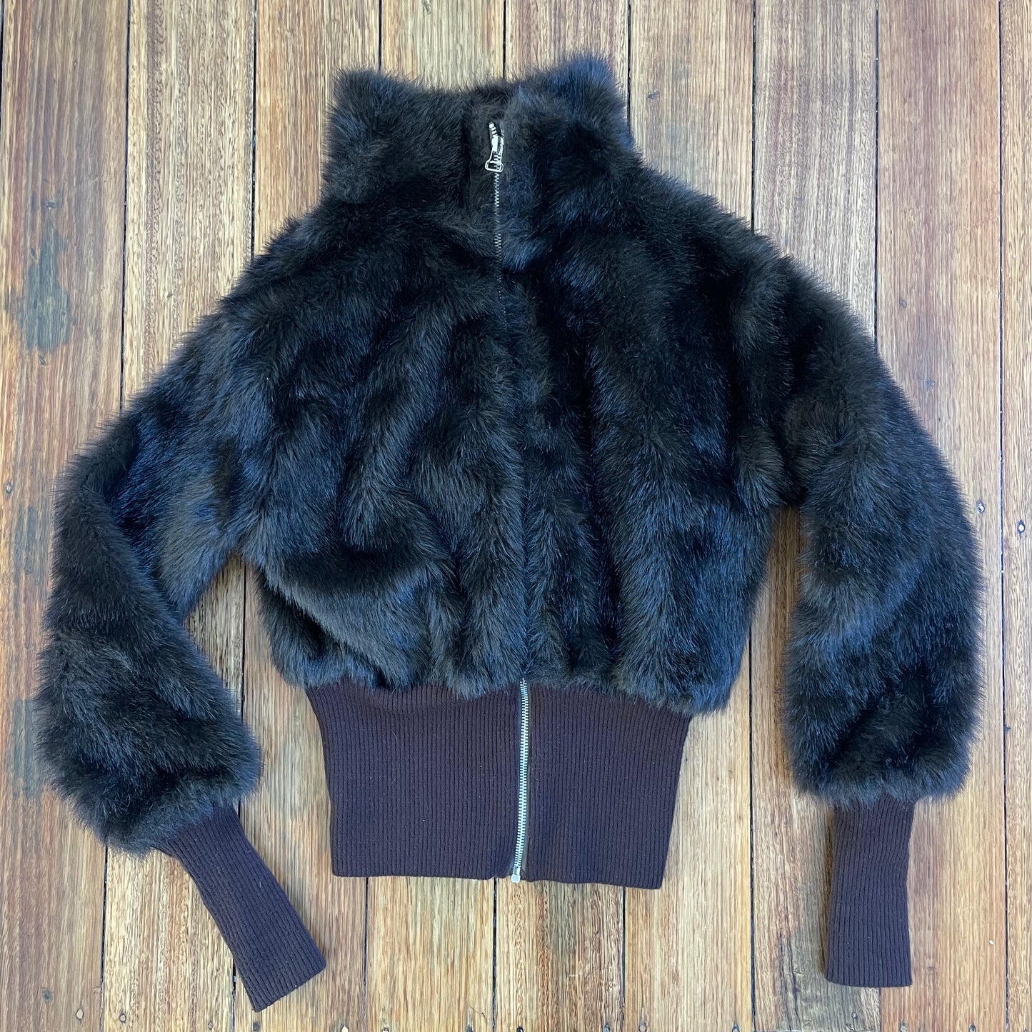brown faux fur jacket