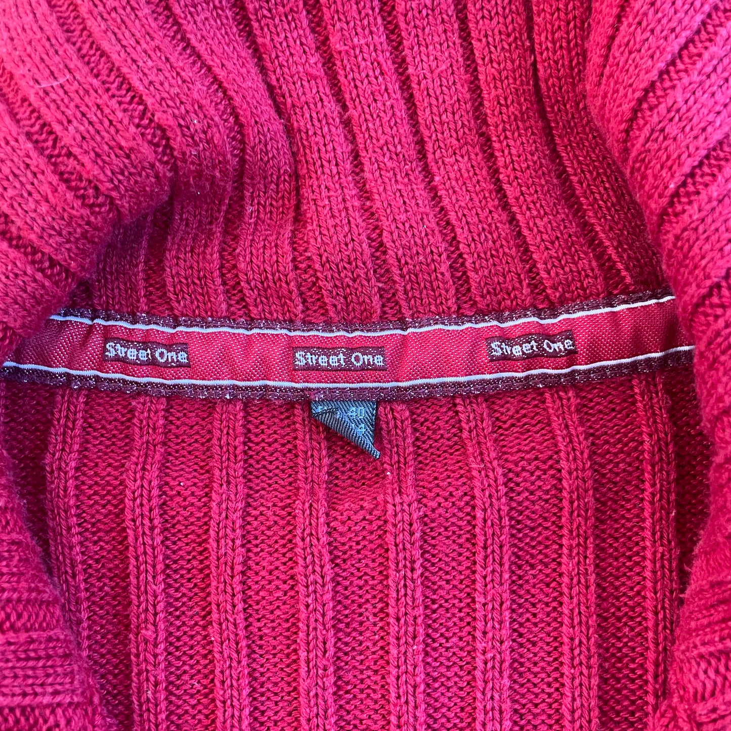 red zip-up knit