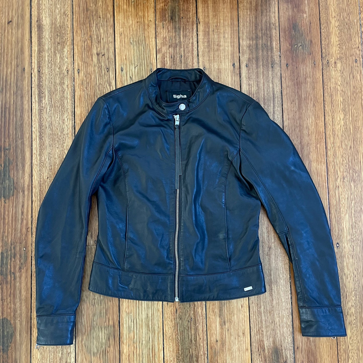 black Italian leather moto jacket