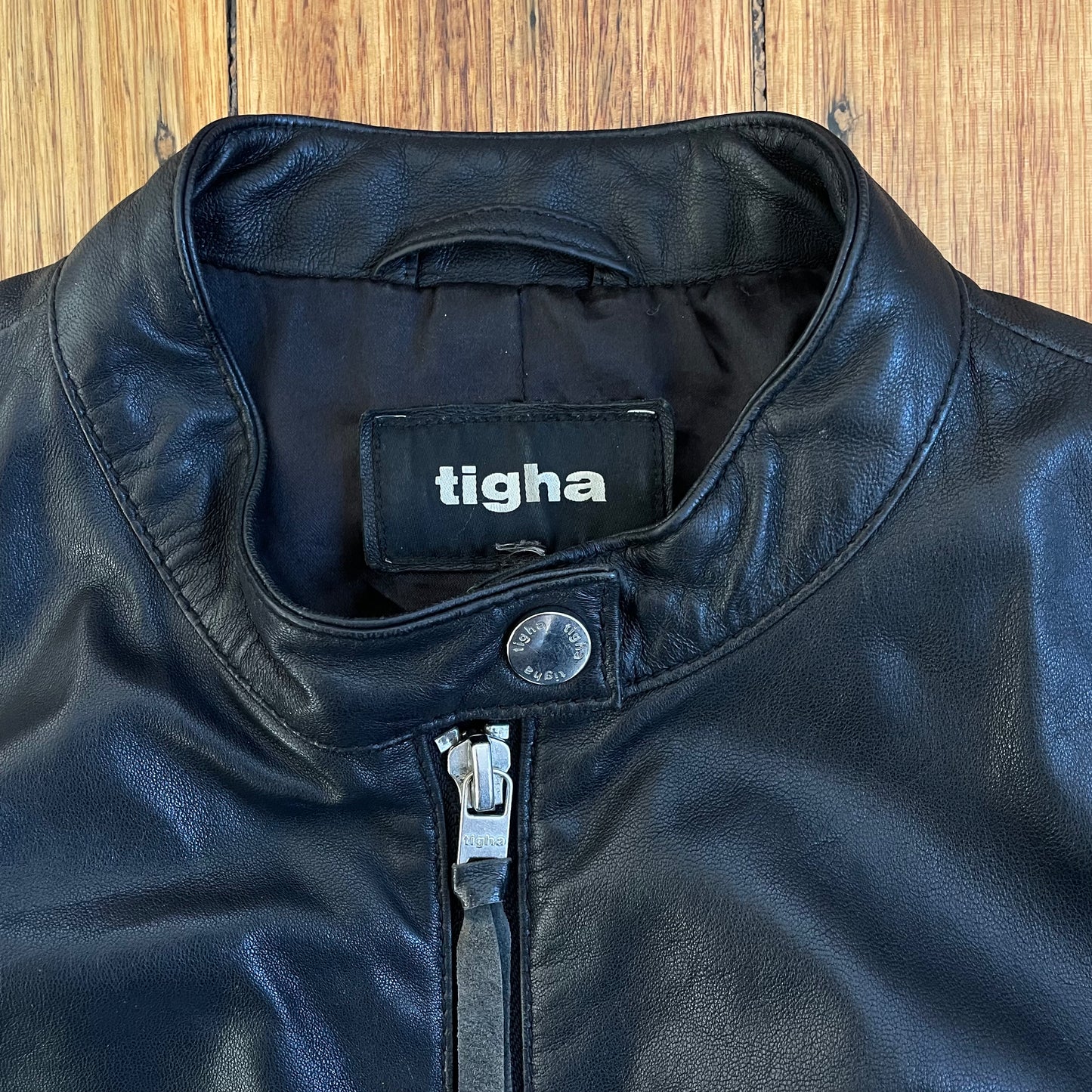 black Italian leather moto jacket