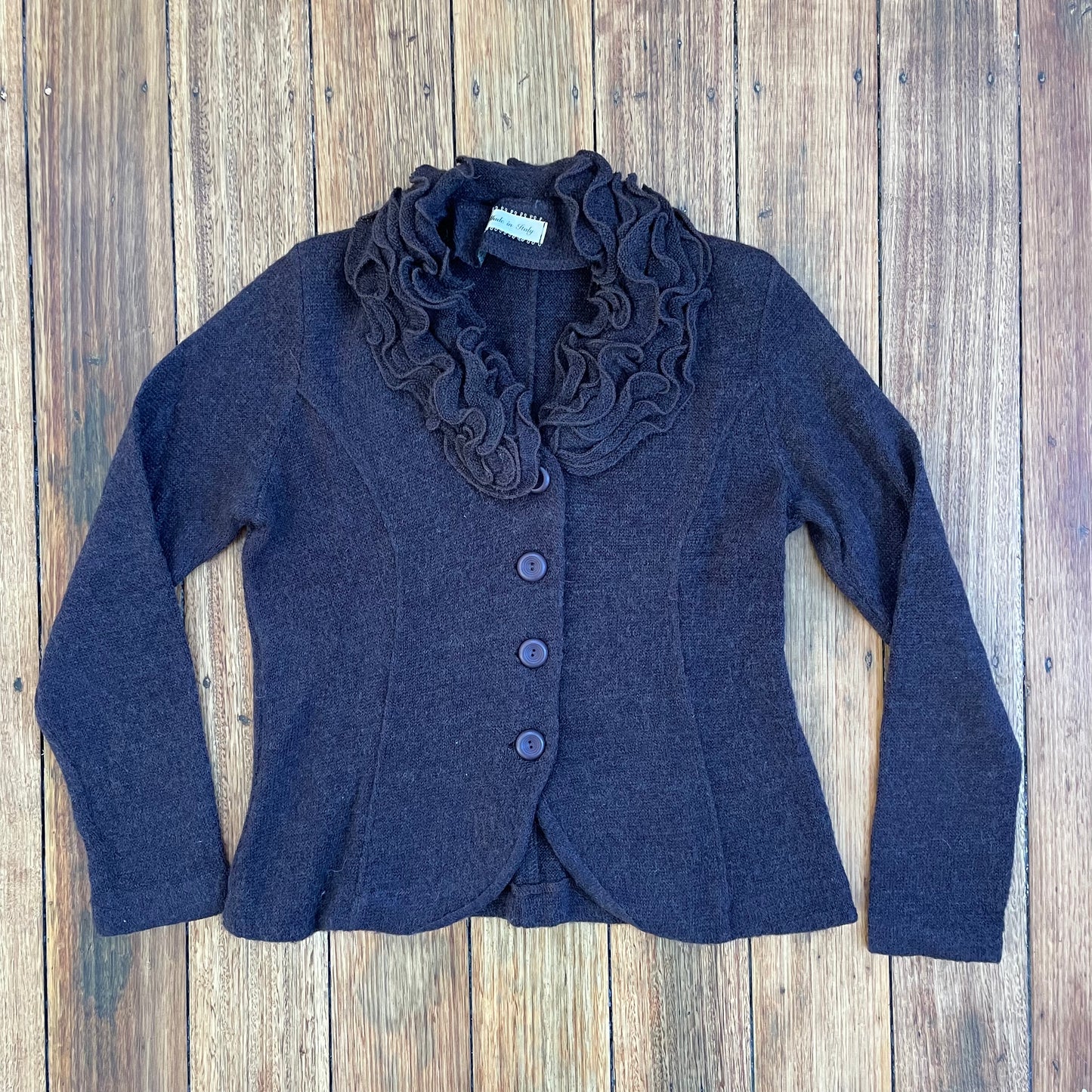 brown wool button up