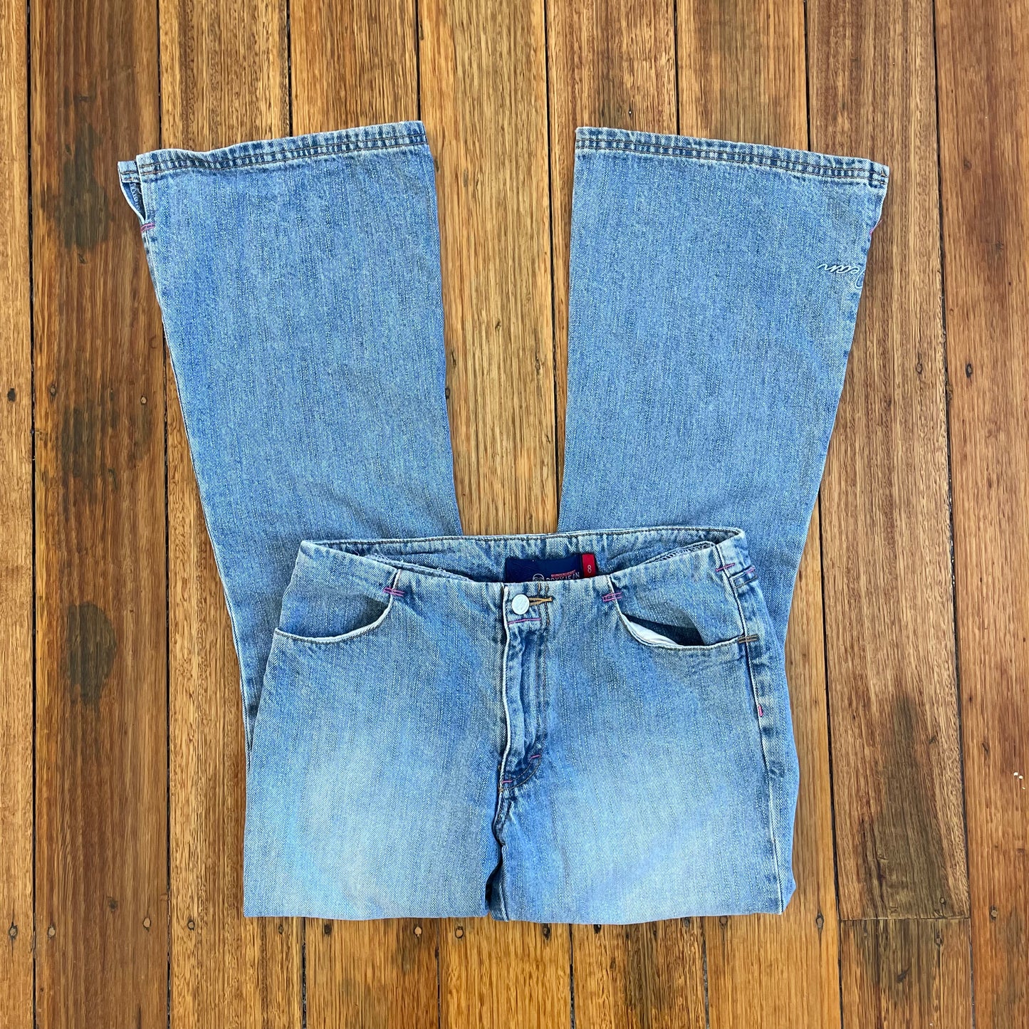 low rise flared jeans