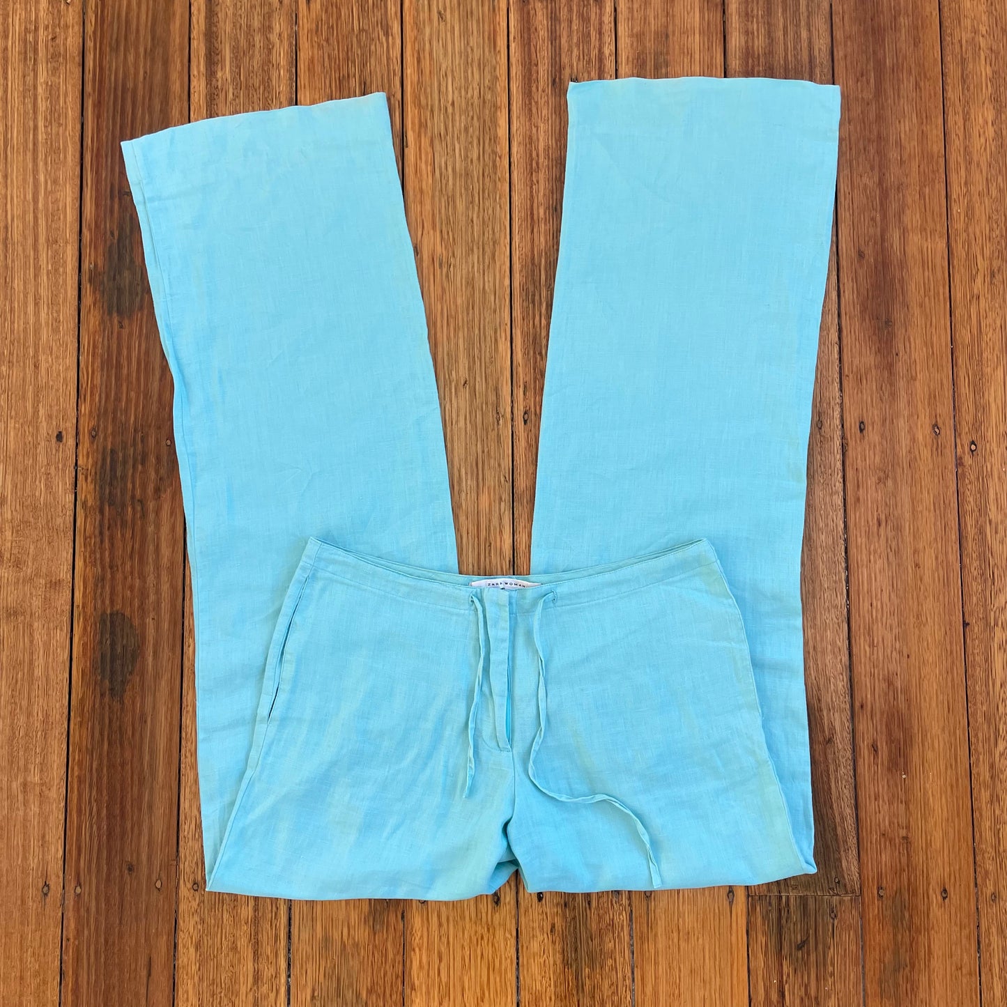 blue linen pants