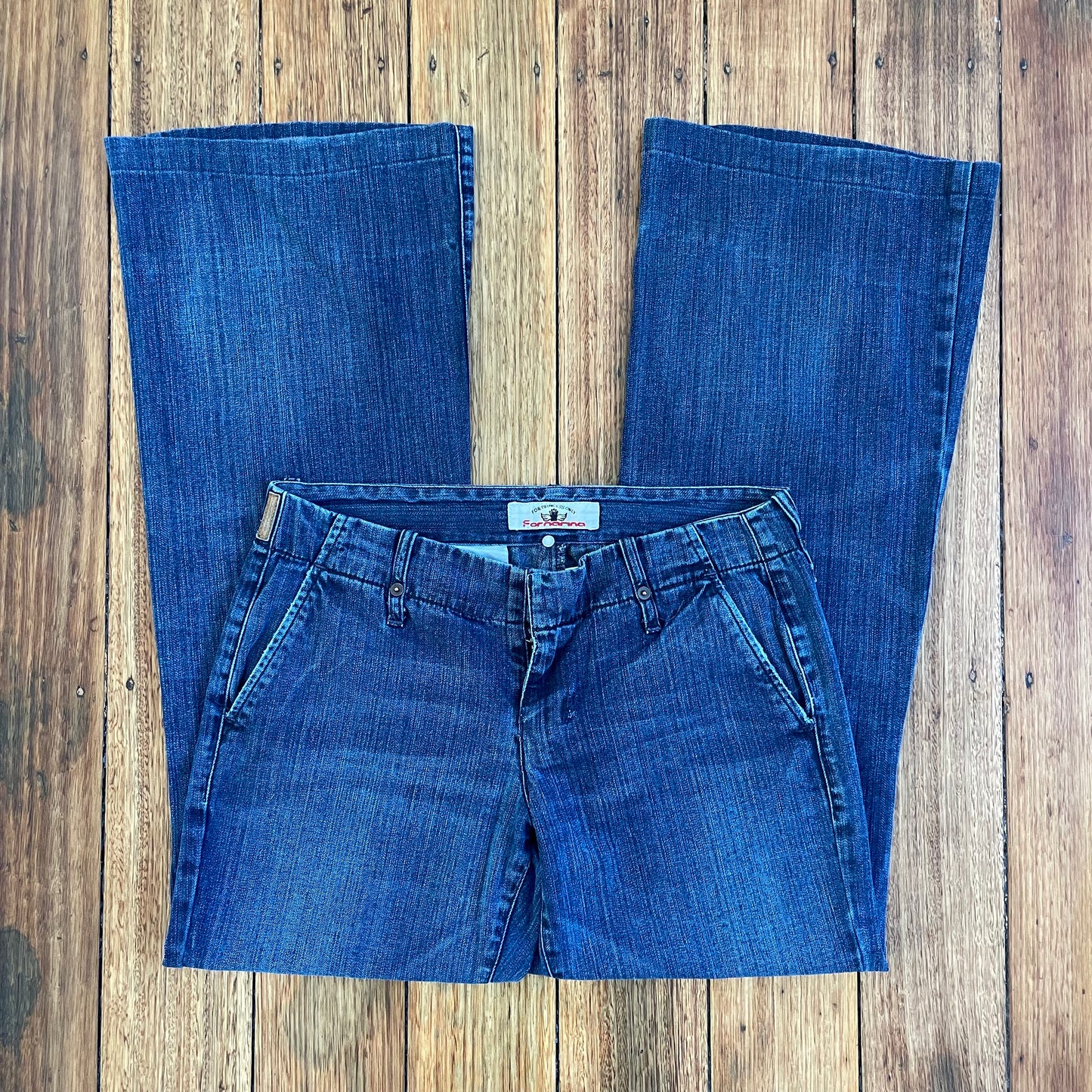 dark denim wide leg jeans