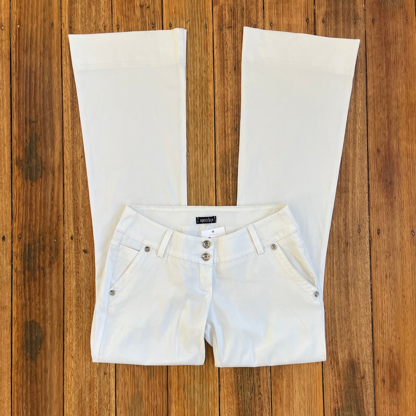 low rise white trousers