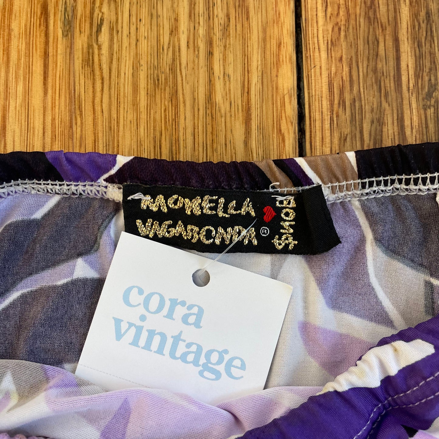 purple graphic midi skirt