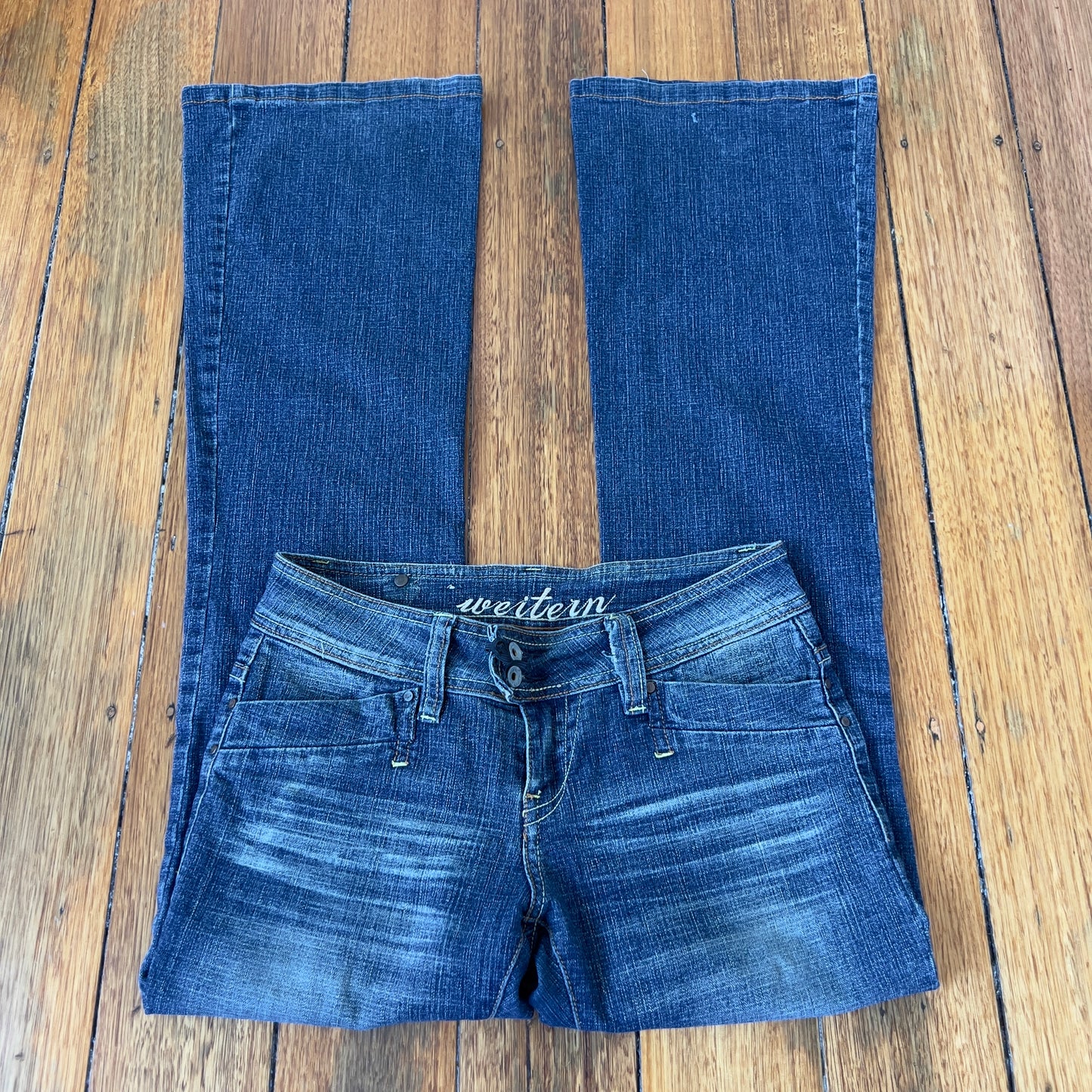 low rise flared jeans