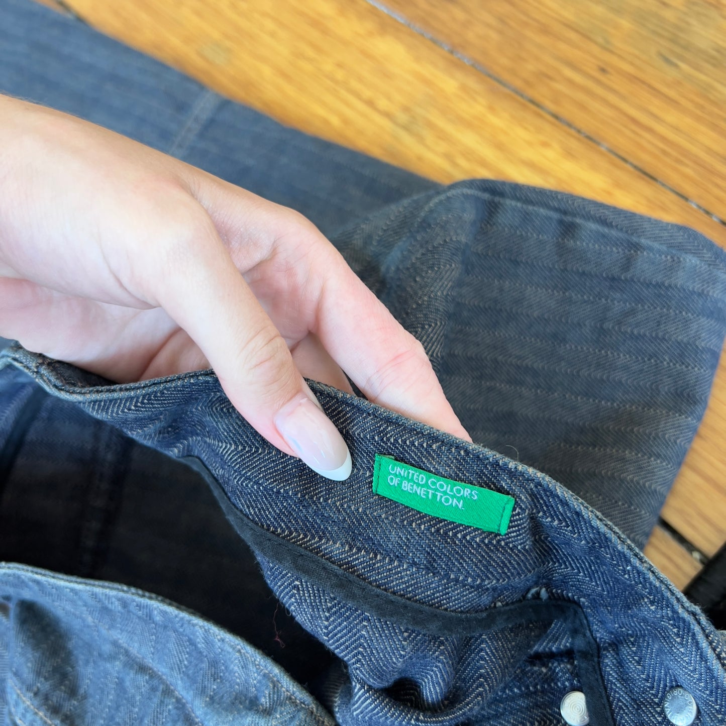 pinstripe flared jeans with slit