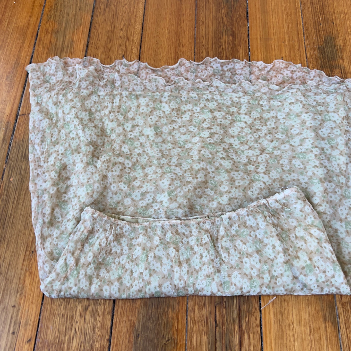 sheer floral midi skirt