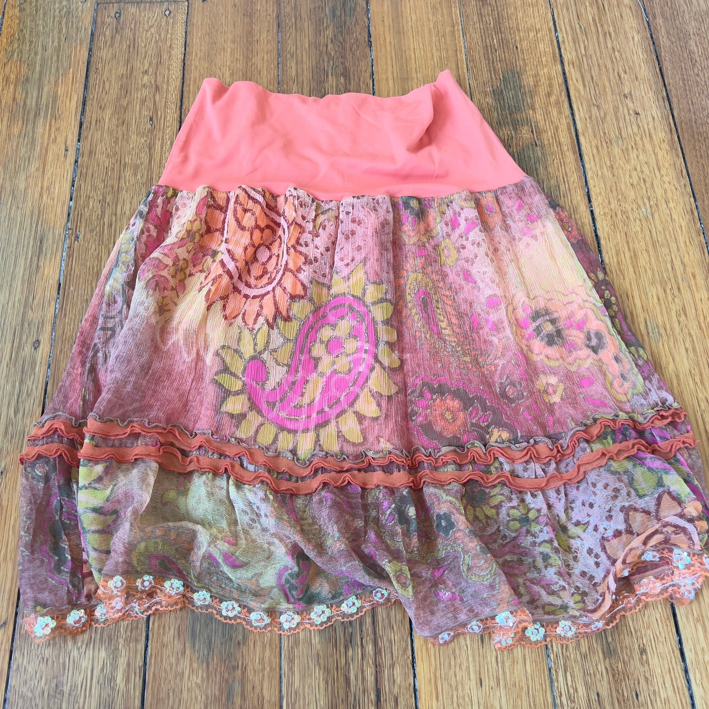 graphic mesh midi skirt