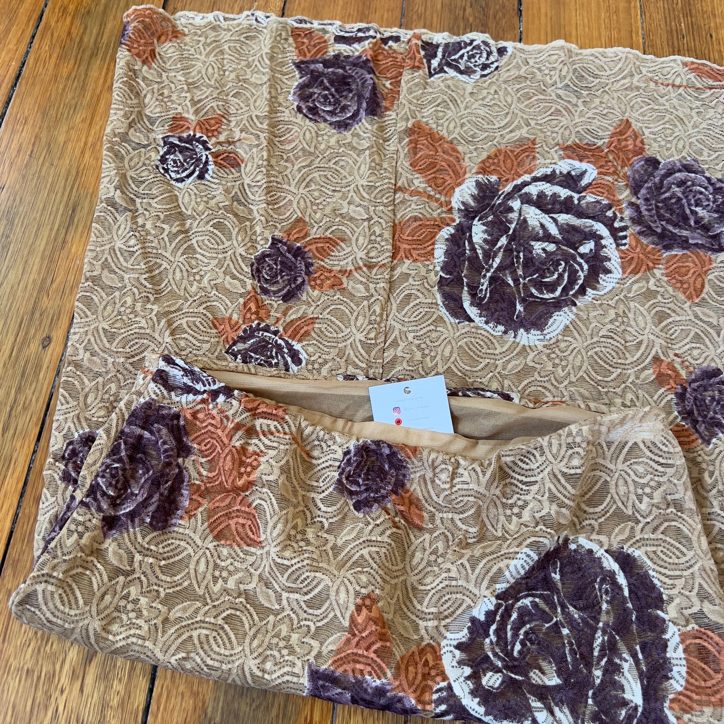 floral lace midi skirt