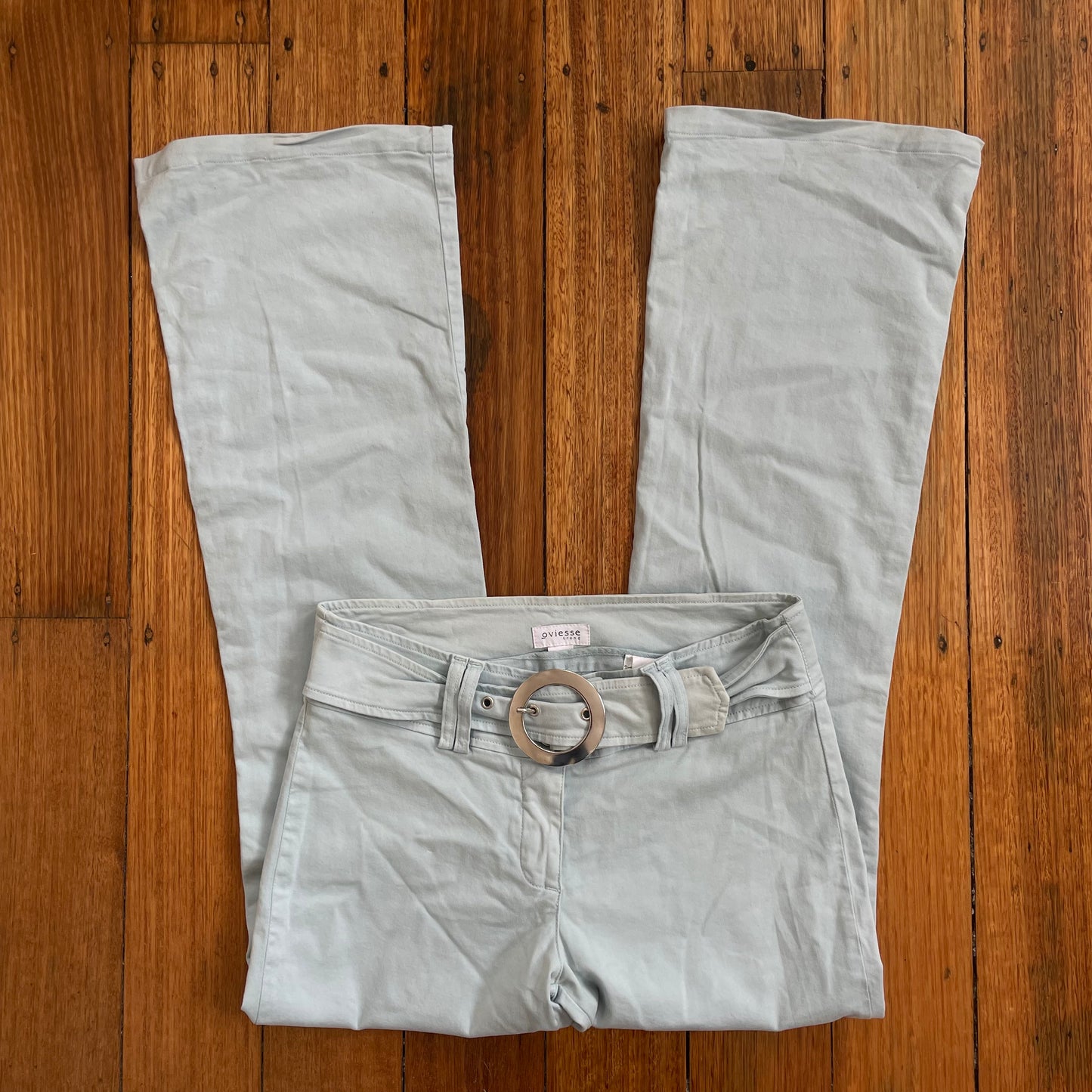 blue buckle pants