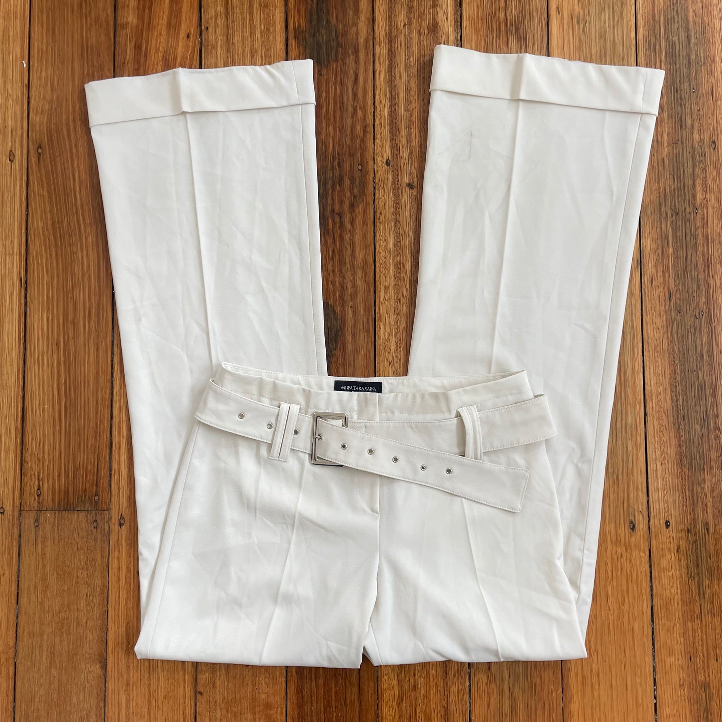 cream wide leg trousers