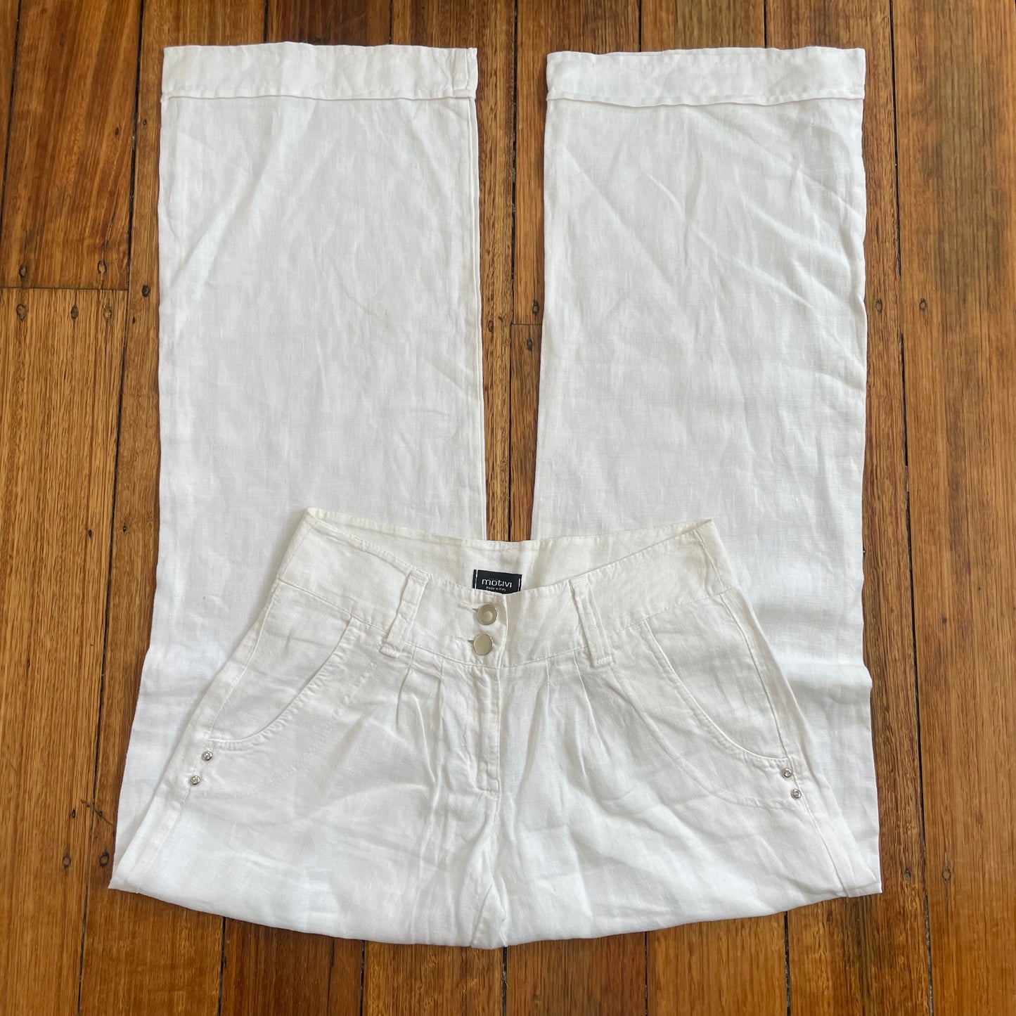 white wide leg linen pants