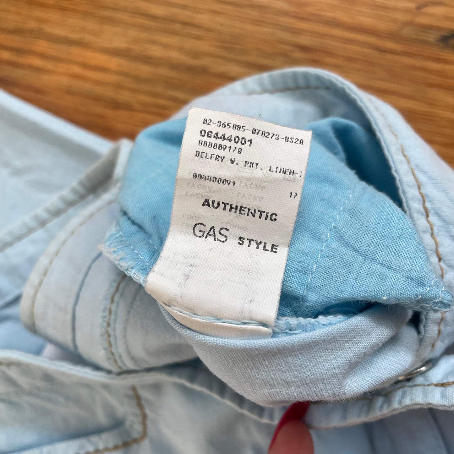 blue linen/cotton flared pants