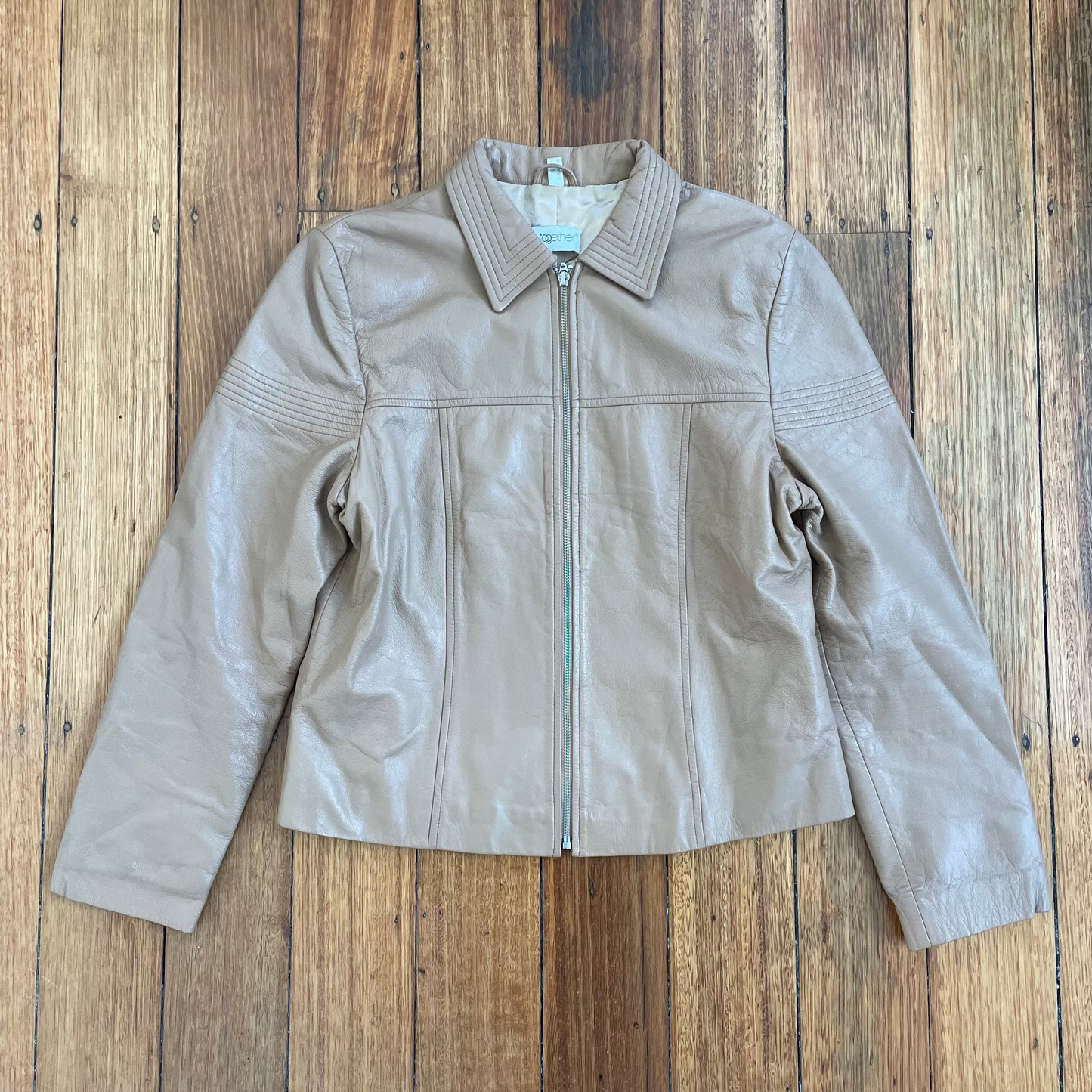 tan leather jacket