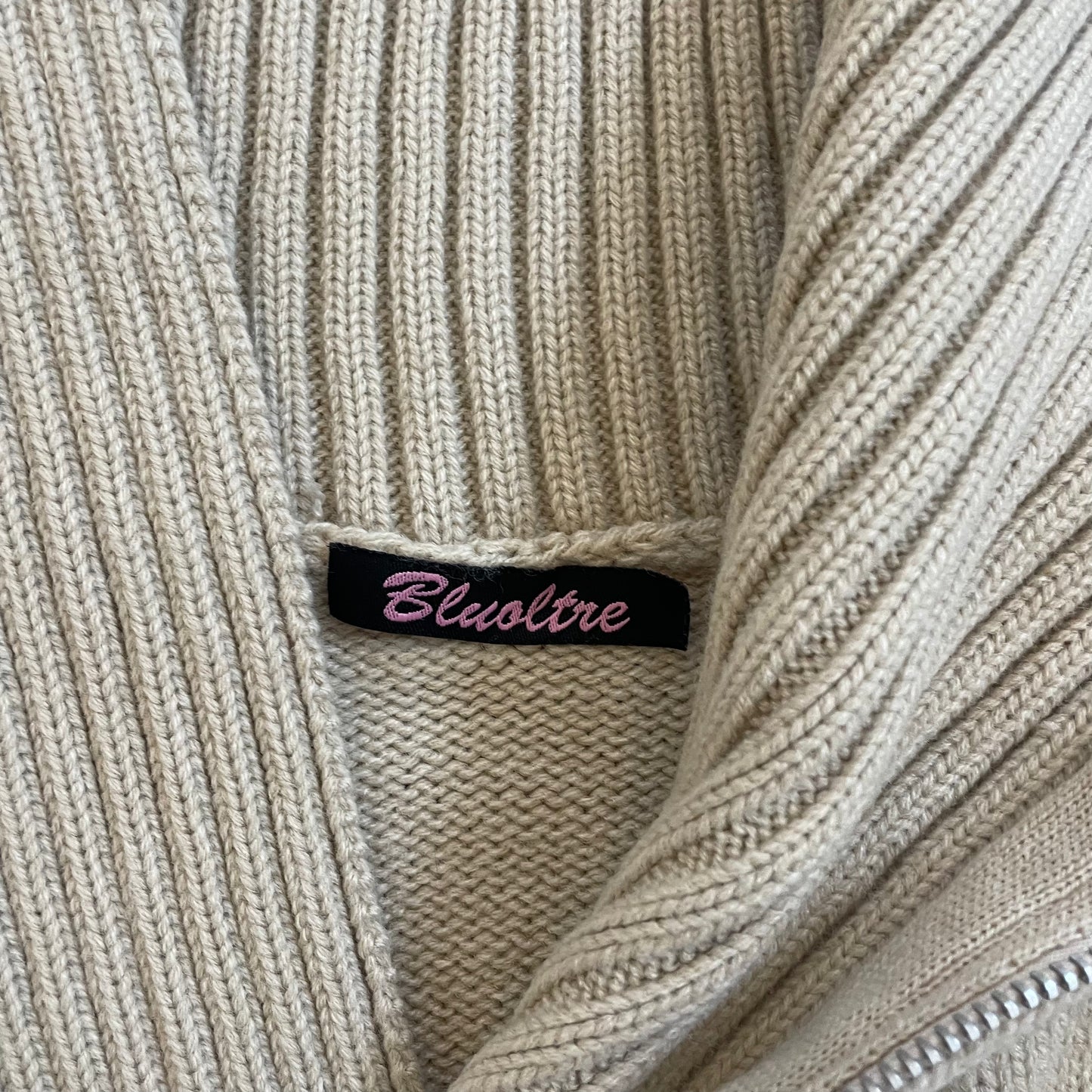 beige zip up knit