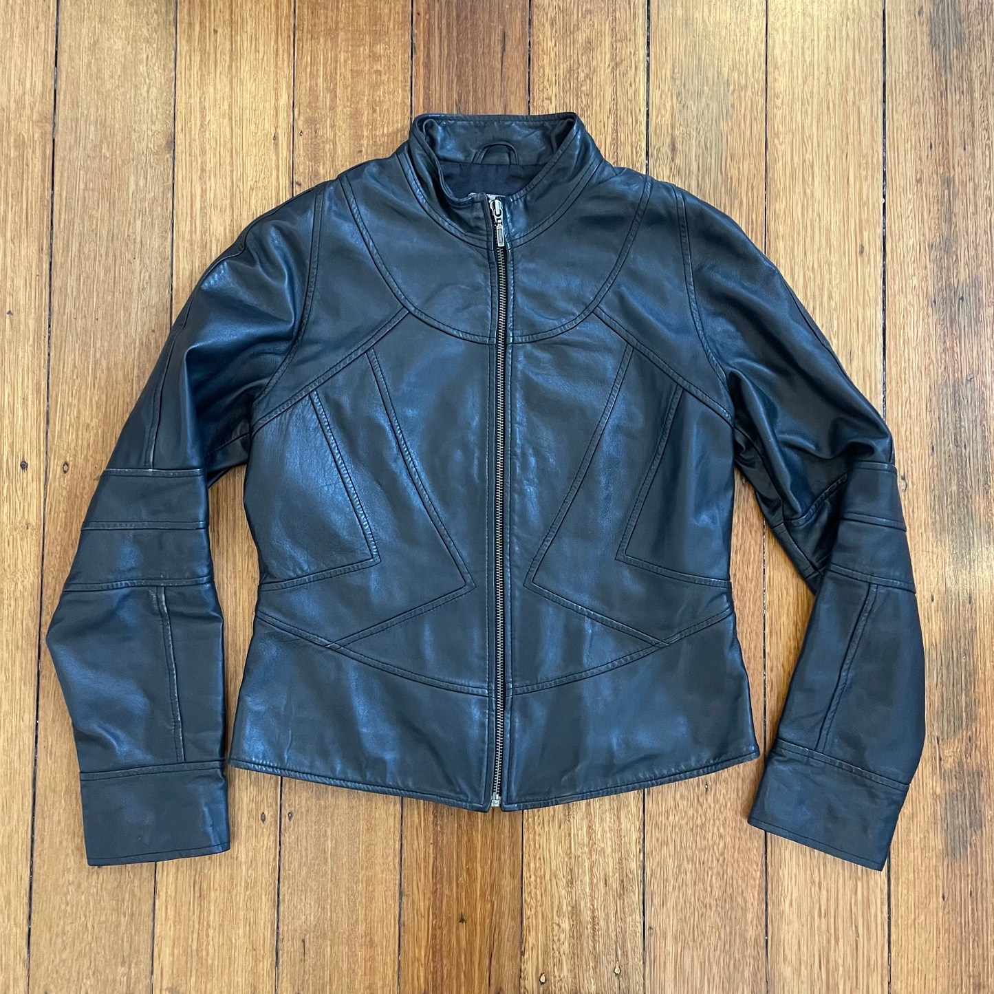 black leather jacket