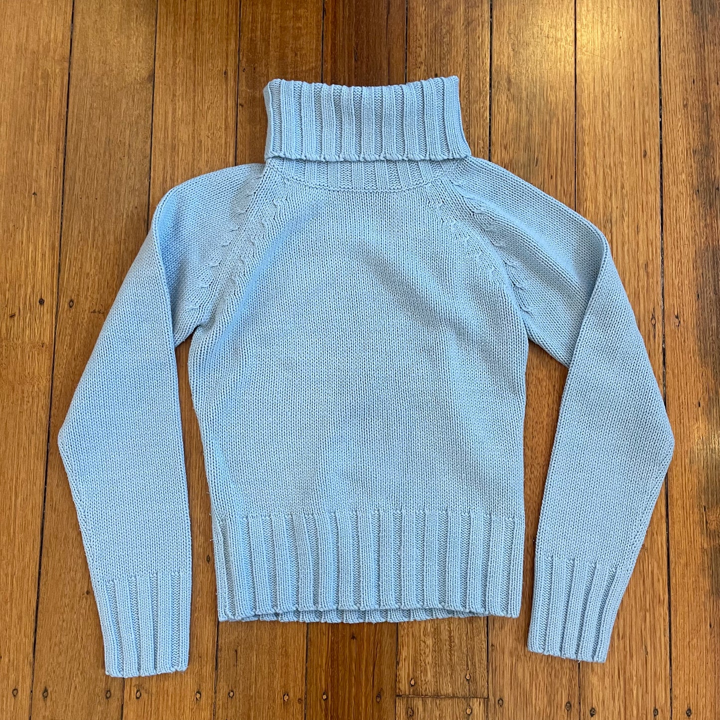 blue knit sweater
