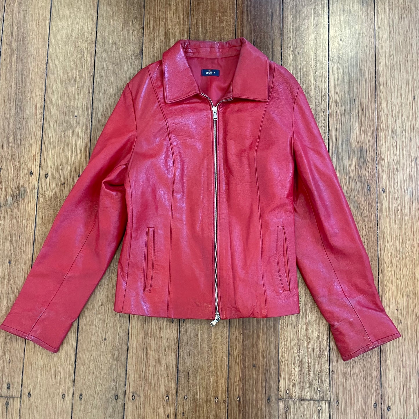 red leather jacket