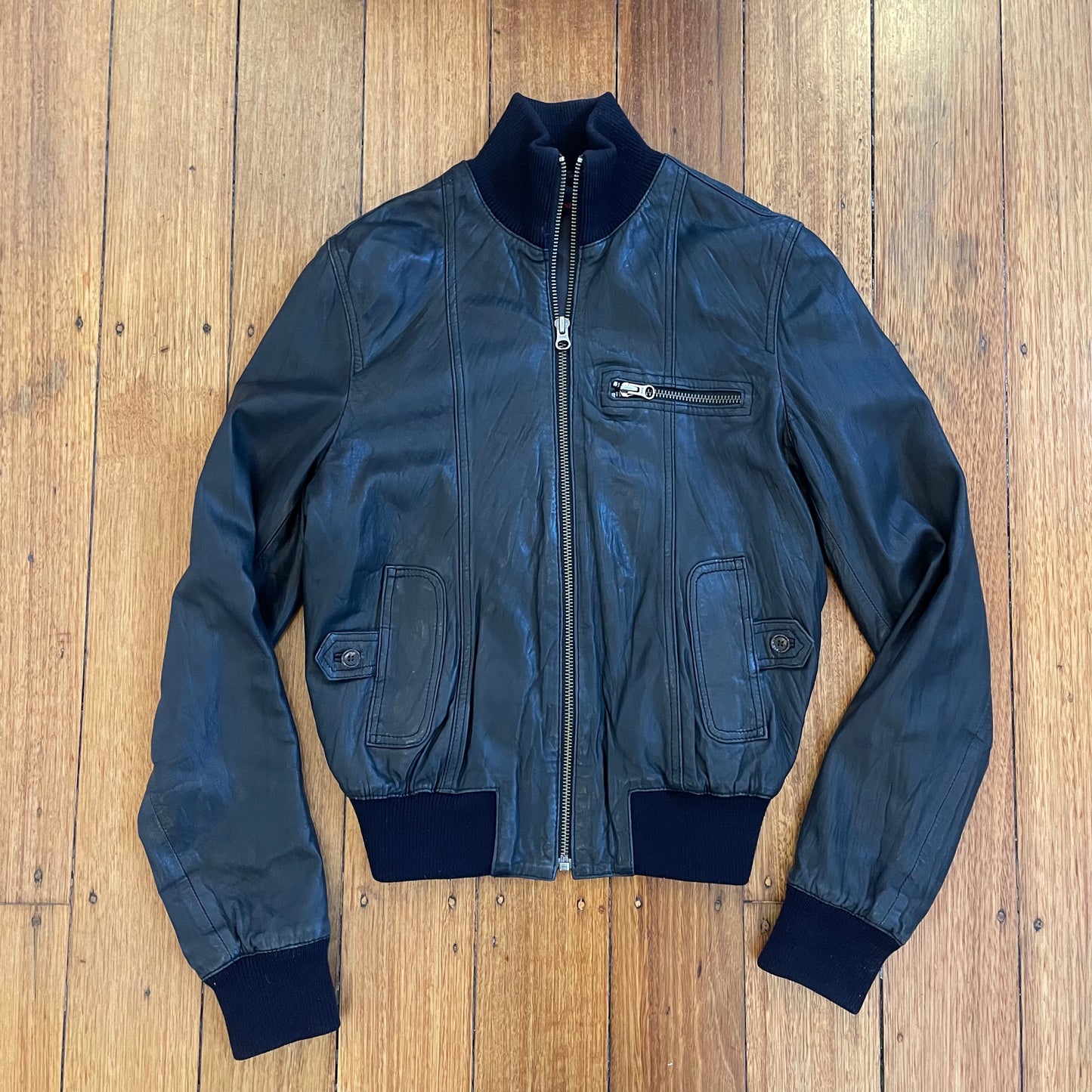 black leather jacket