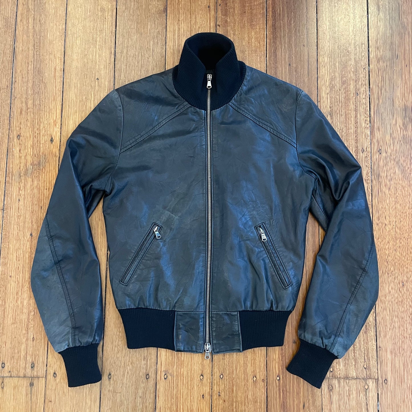 black leather jacket