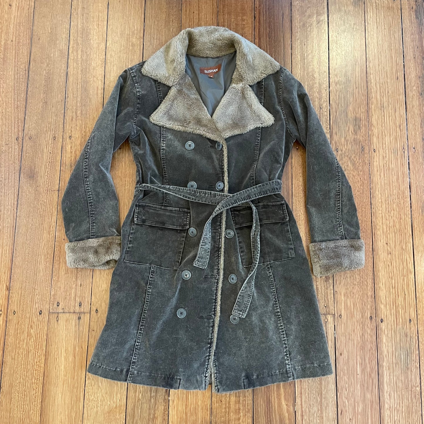 olive corduroy trench coat