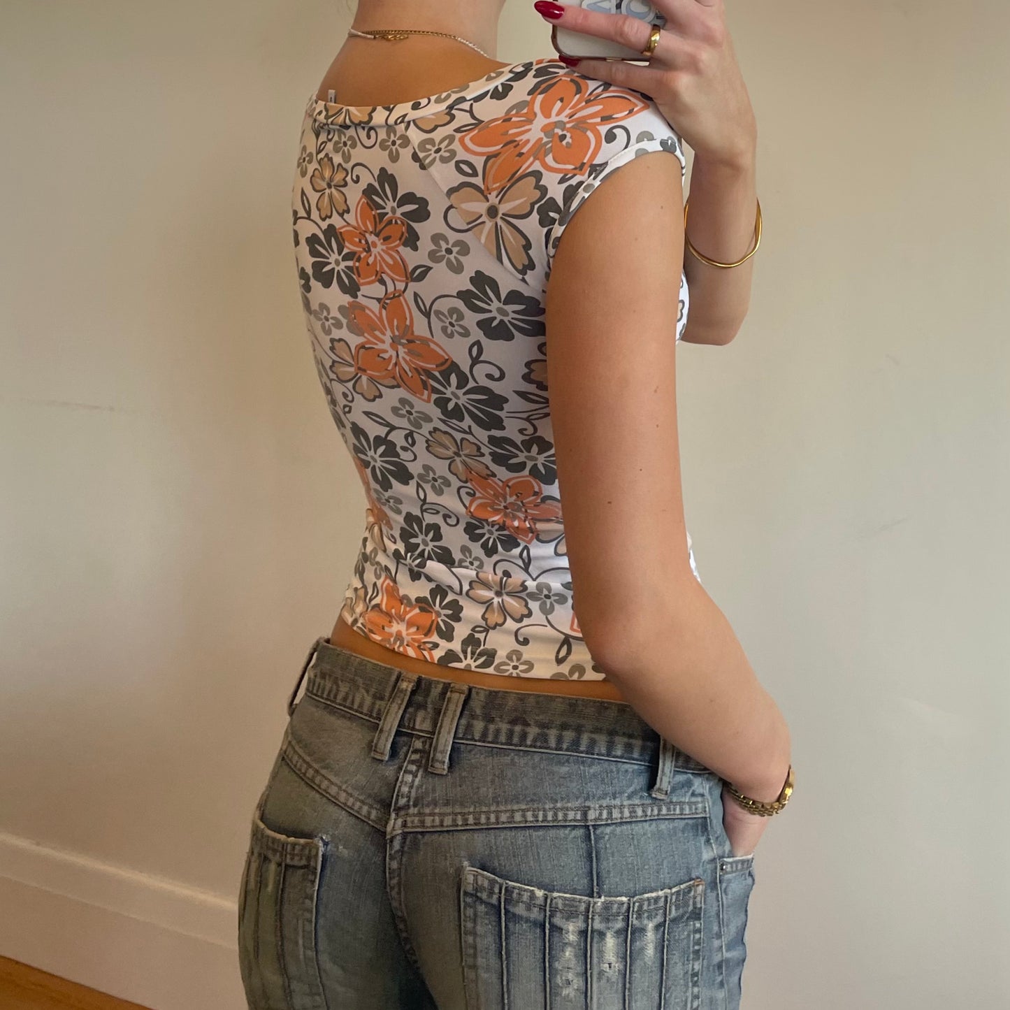 2000s floral print top